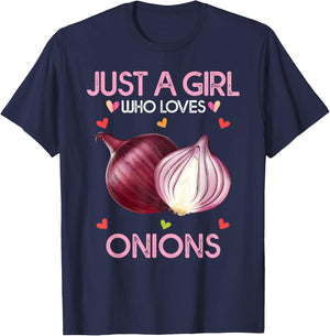Onion Shirt Just A Girl Who Loves Onions T-Shirt - T-Shirt | Navy