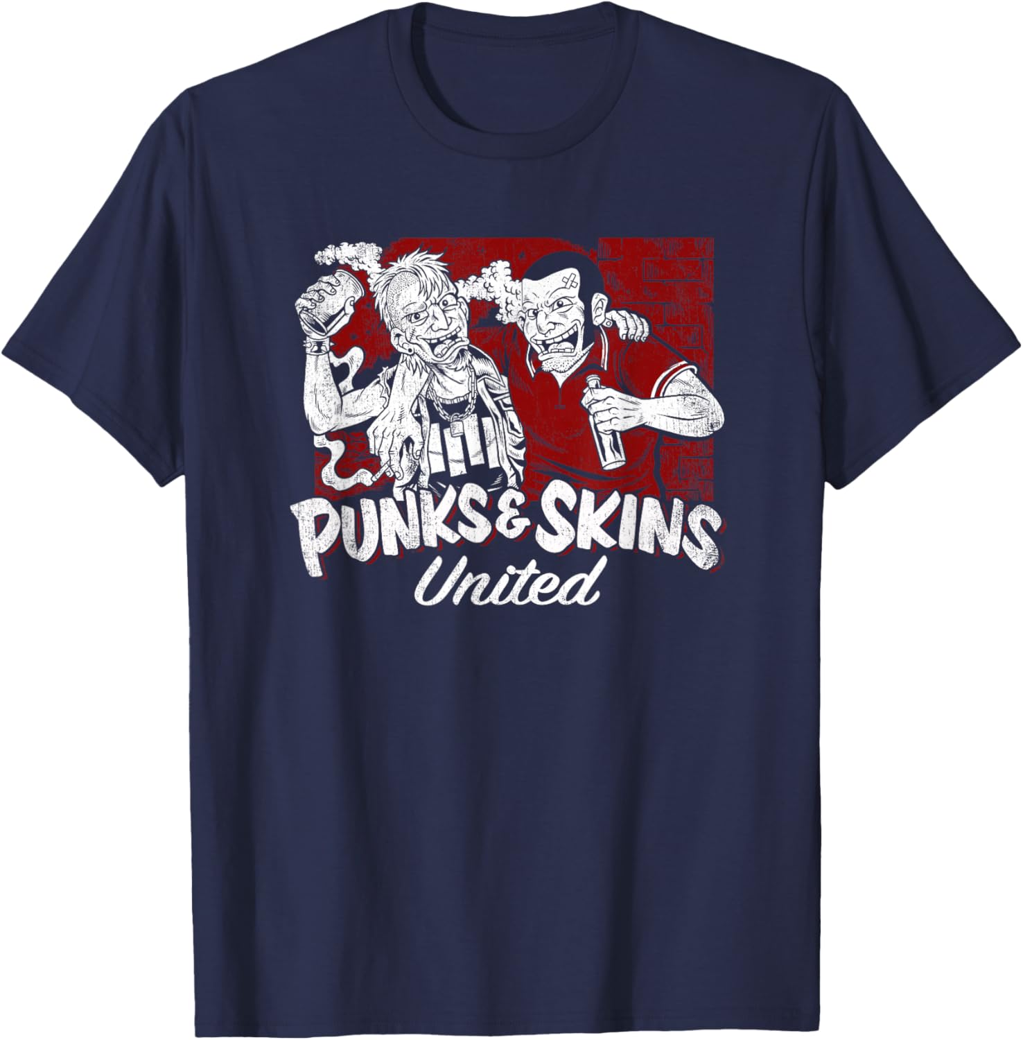 Punks and Skins United Oi Oi Oi! Street Punks & Skinheads T-Shirt - T-Shirt | Navy