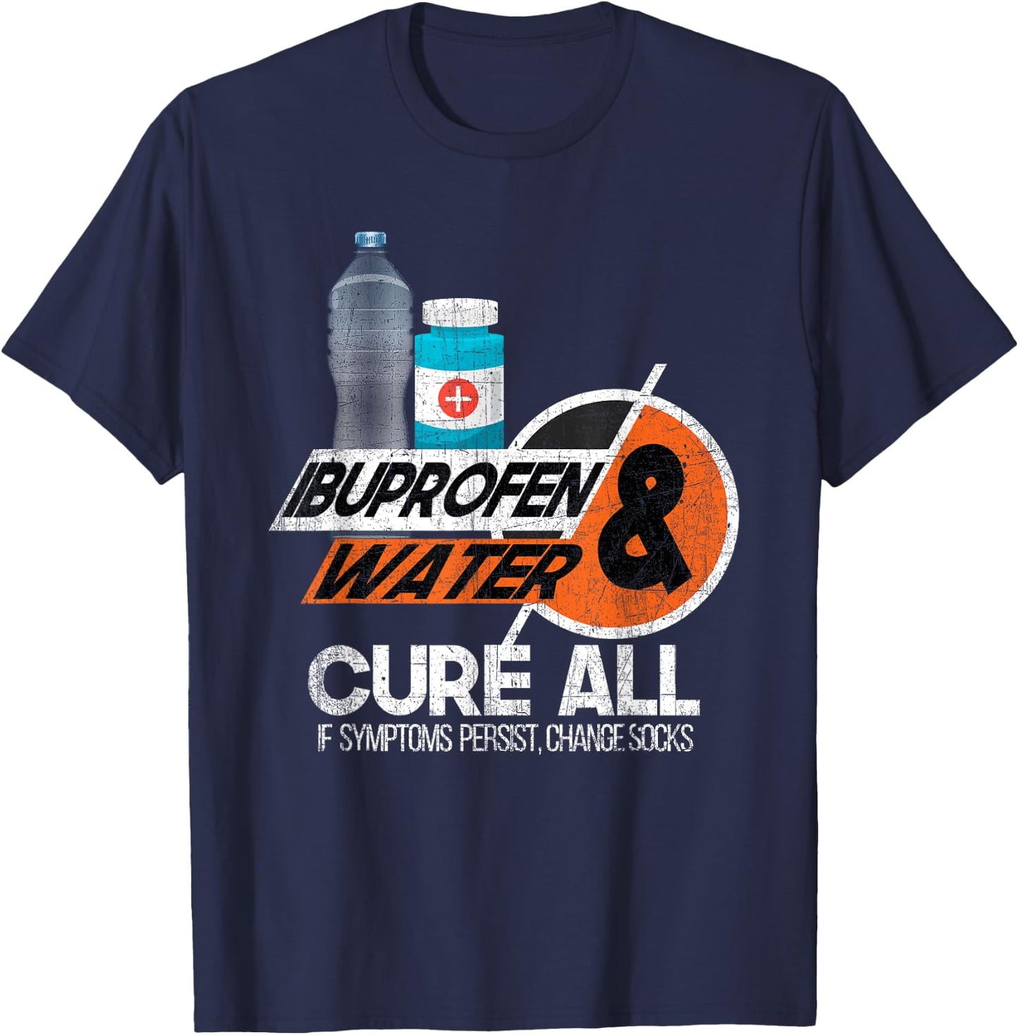 Ibuprofen + Water-Sarcastic Military Veteran Soldier T-Shirt - T-Shirt | Navy