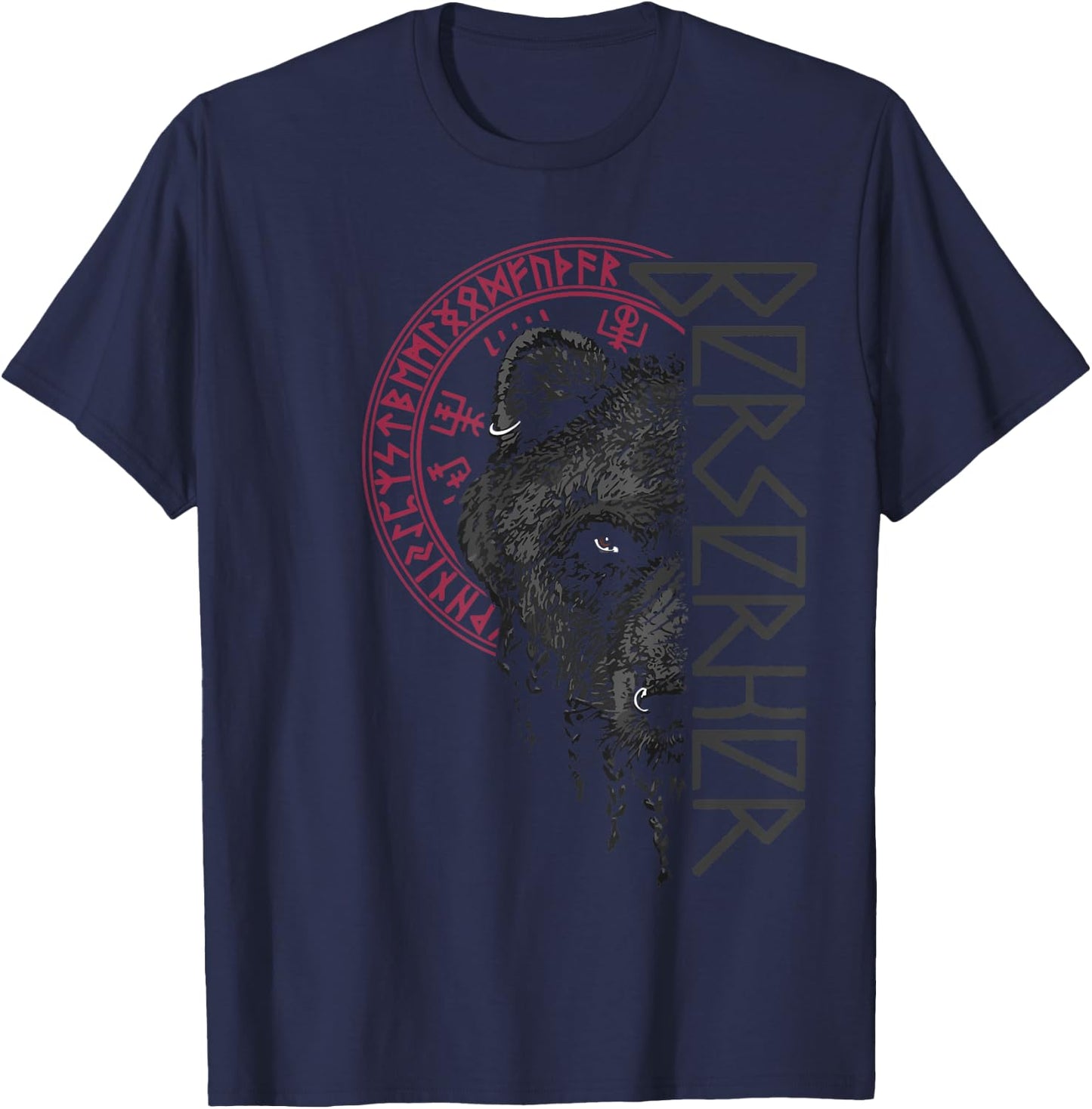 Berserk Bear Warrior Odin Runes Norse Compass Viking T-Shirt - T-Shirt | Navy