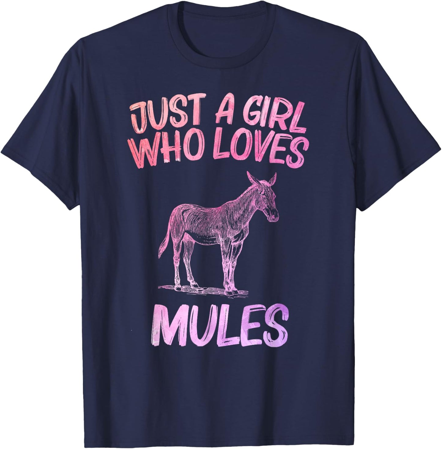 Just A Girl Who Loves Mules Gift Donkey Horse T-Shirt - T-Shirt | Navy