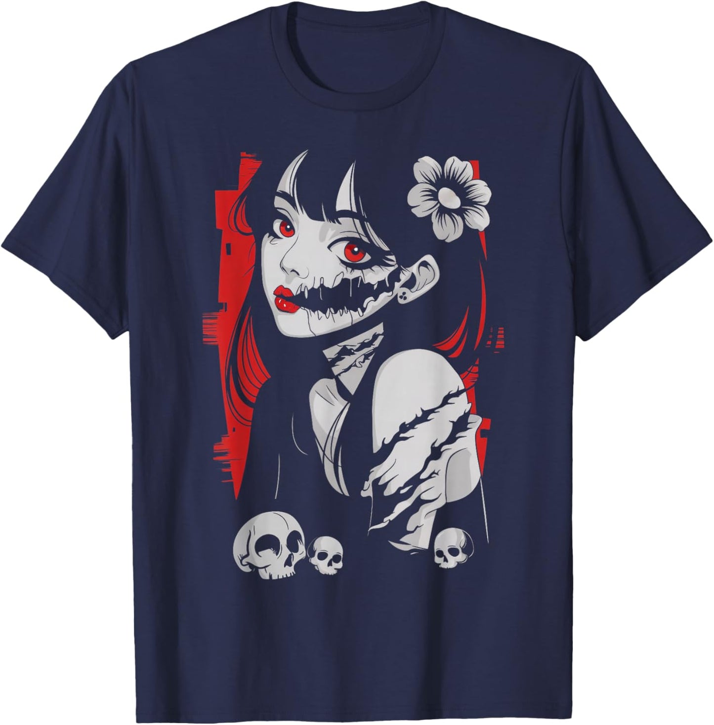 Horror Anime Manga Japan Kawaii Goth Gifts Women Kid T-Shirt - T-Shirt | Navy