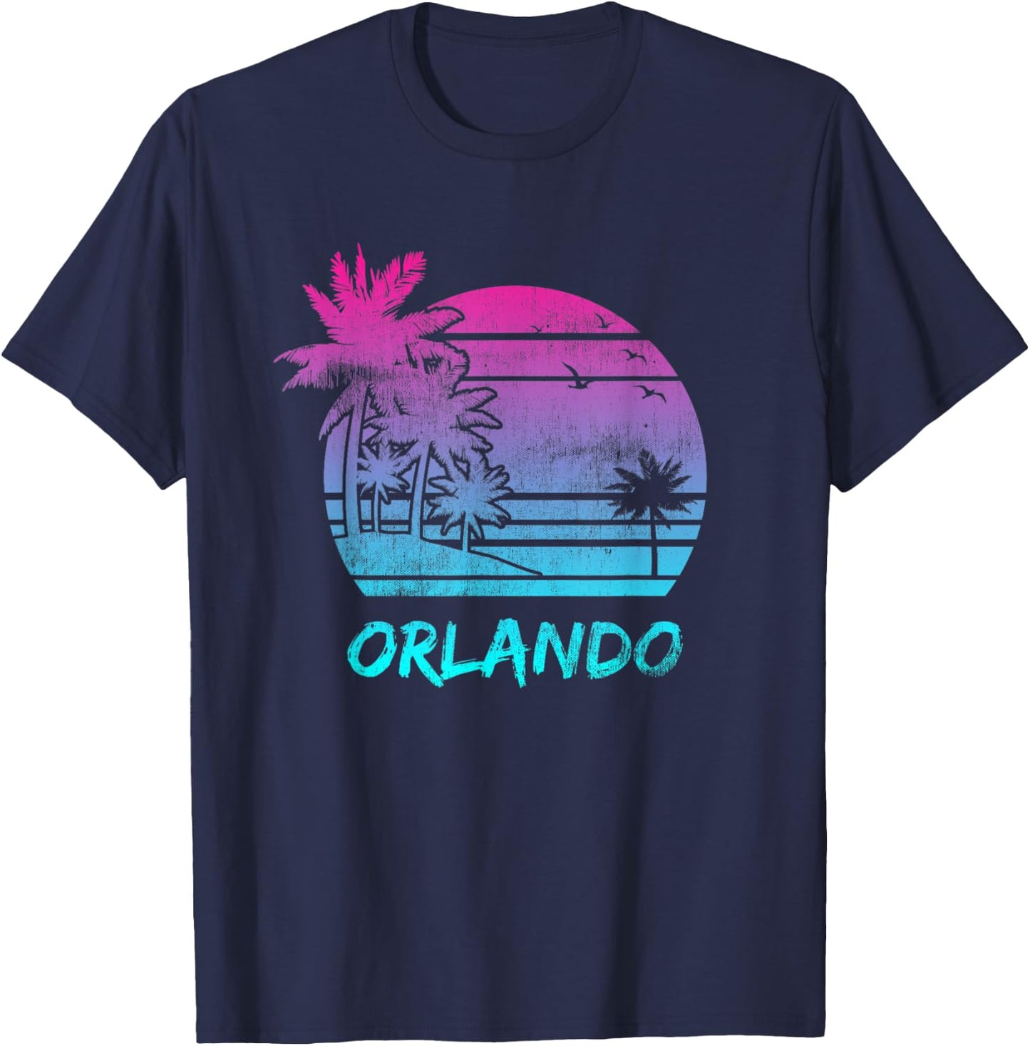 Orlando Florida Vacation Palm Beach Vintage design Men Women Kids T-Shirt - T-Shirt | Navy