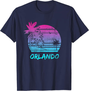 Orlando Florida Vacation Palm Beach Vintage design Men Women Kids T-Shirt - T-Shirt | Navy