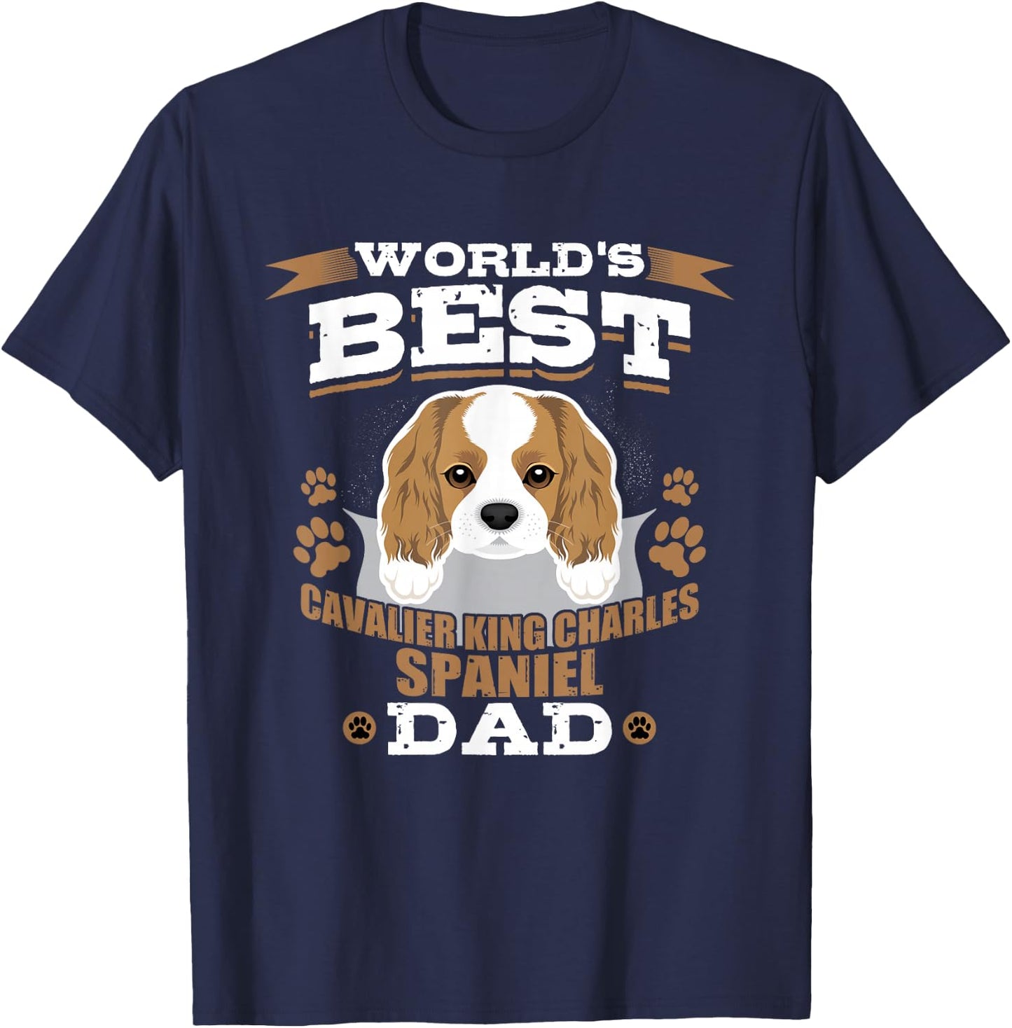 World's Best Cavalier King Charles Spaniel Dad Dog Owner T-Shirt - T-Shirt | Navy