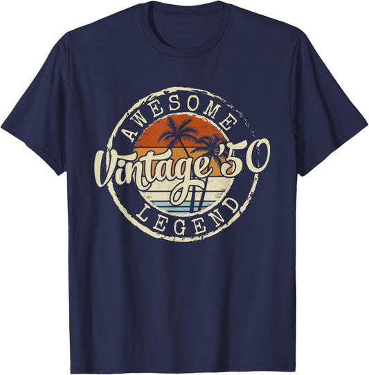 Vintage 1950 76yr 76th Birthday Gifts 76 Years Old T-Shirt - T-Shirt | Navy