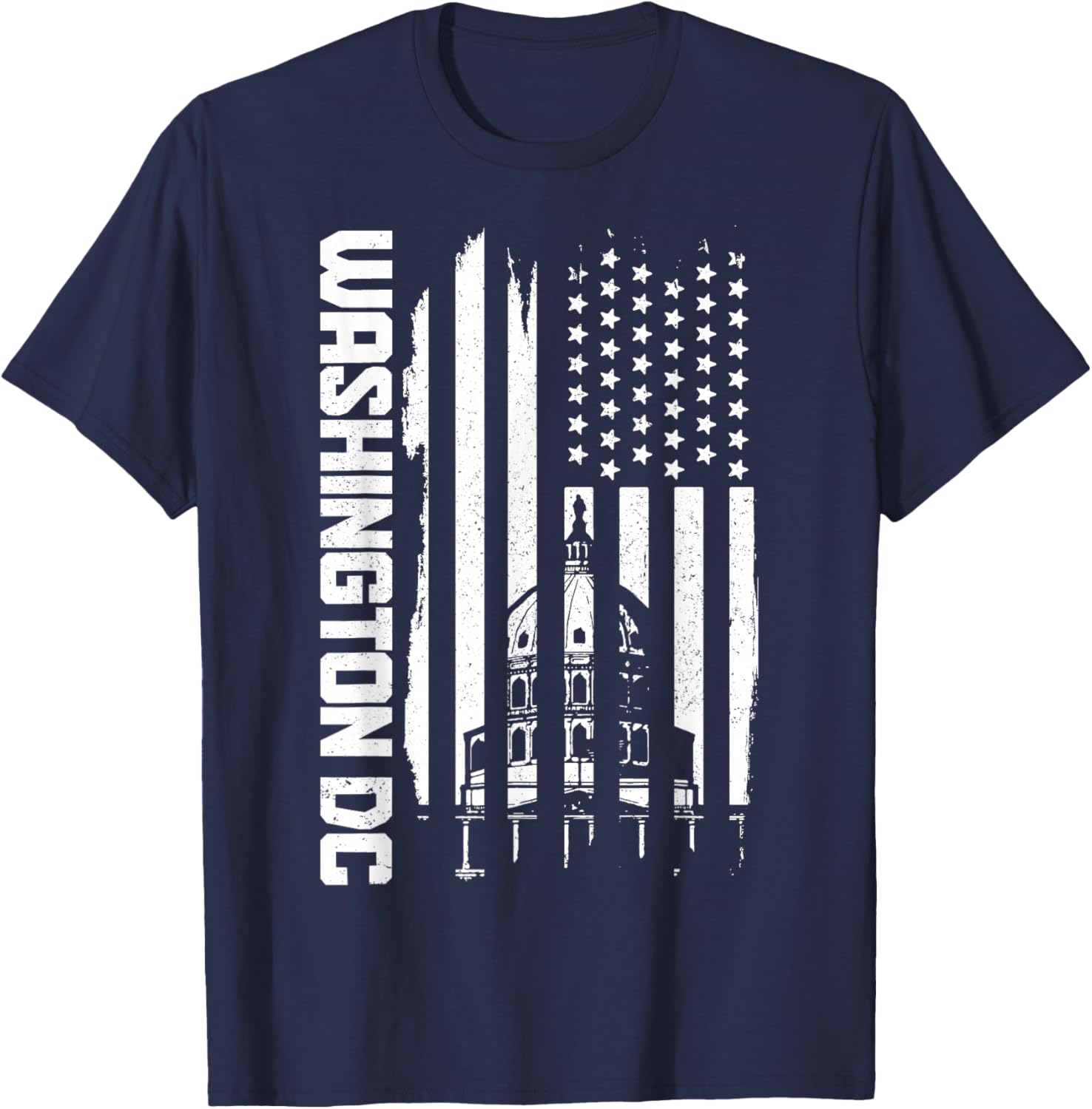 Washington D.C. USA American Flag Patriotic Vintage T-Shirt - T-Shirt | Navy