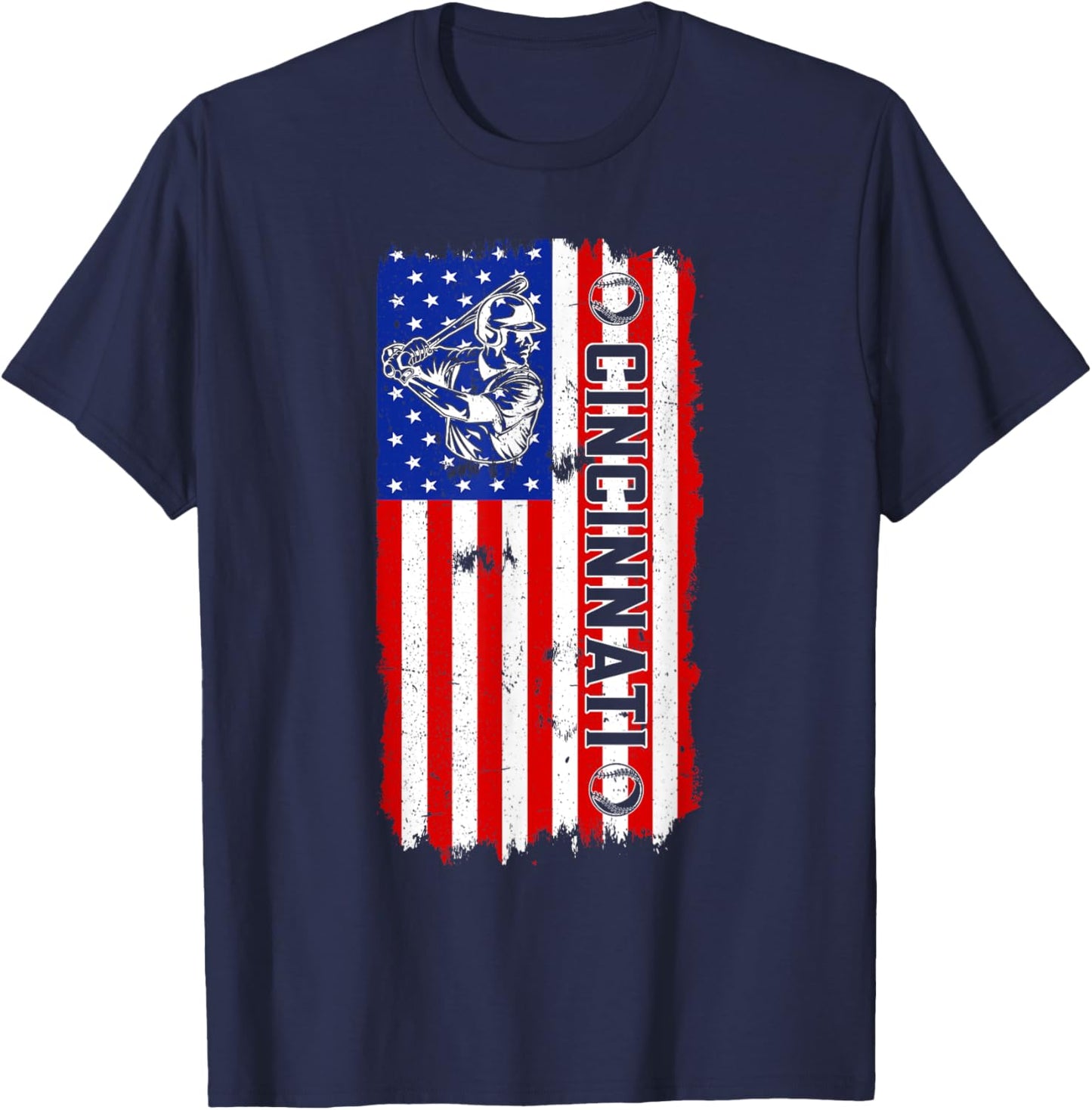 Vintage Style Cincinnati Baseball and Men T-Shirt - T-Shirt | Navy