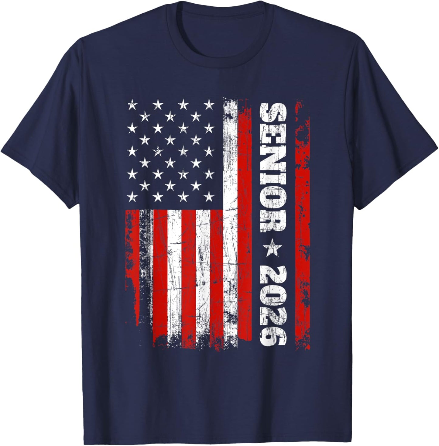 Graduation 2026 Shirt Design with US Flag Senior Class 2026 T-Shirt - T-Shirt | Navy