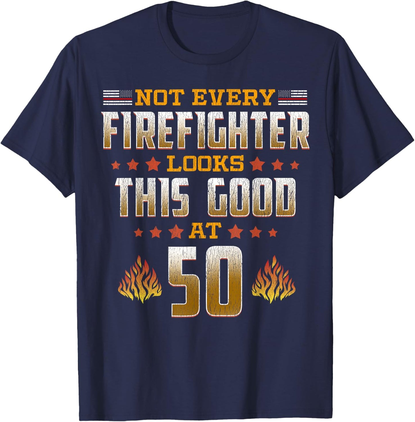 Firefighter 50th Birthday T-Shirt - T-Shirt | Navy