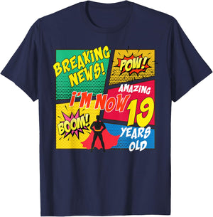 Funny Comics Lover I'm Now 19 Years Old Birthday Boy Girl T-Shirt - T-Shirt | Navy