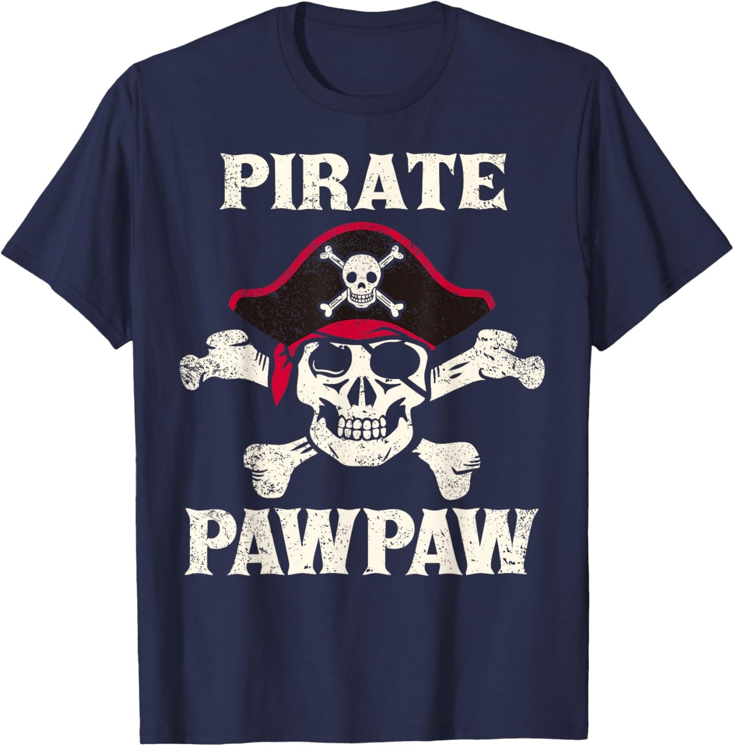 Pirate PawPaw Skeleton Captain Funny Skull Pirate Paw Paw T-Shirt - T-Shirt | Navy