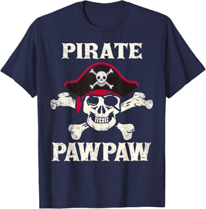 Pirate PawPaw Skeleton Captain Funny Skull Pirate Paw Paw T-Shirt - T-Shirt | Navy