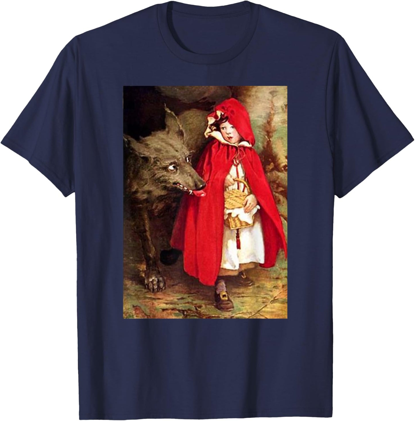 Vintage Fairytales Bad Wolf and Little Red Riding Hood T-Shirt - T-Shirt | Navy