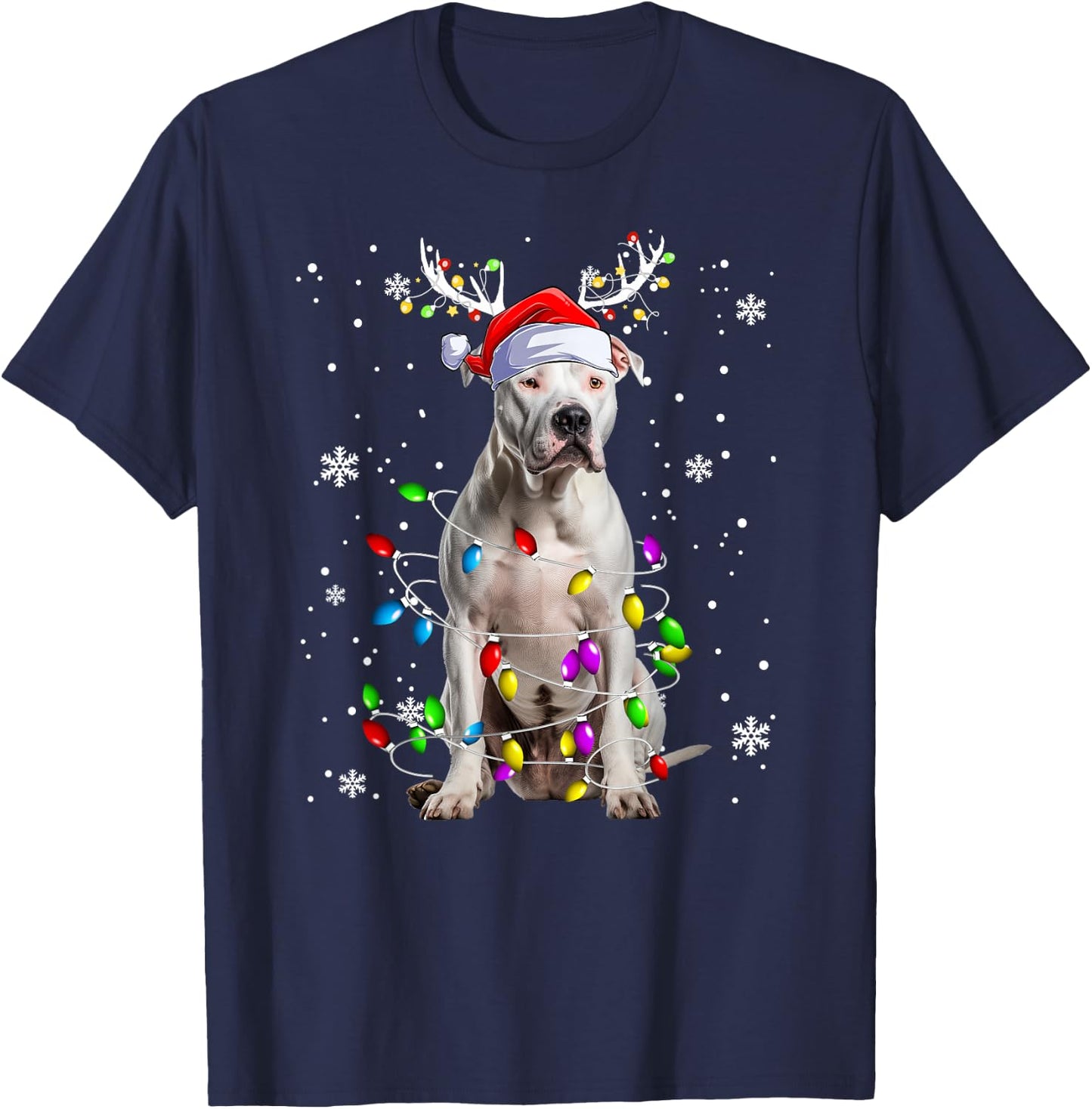 Pitbull Doggy funny Christmas Pitbull dog Reindeer Women Kids T-Shirt - T-Shirt | Navy