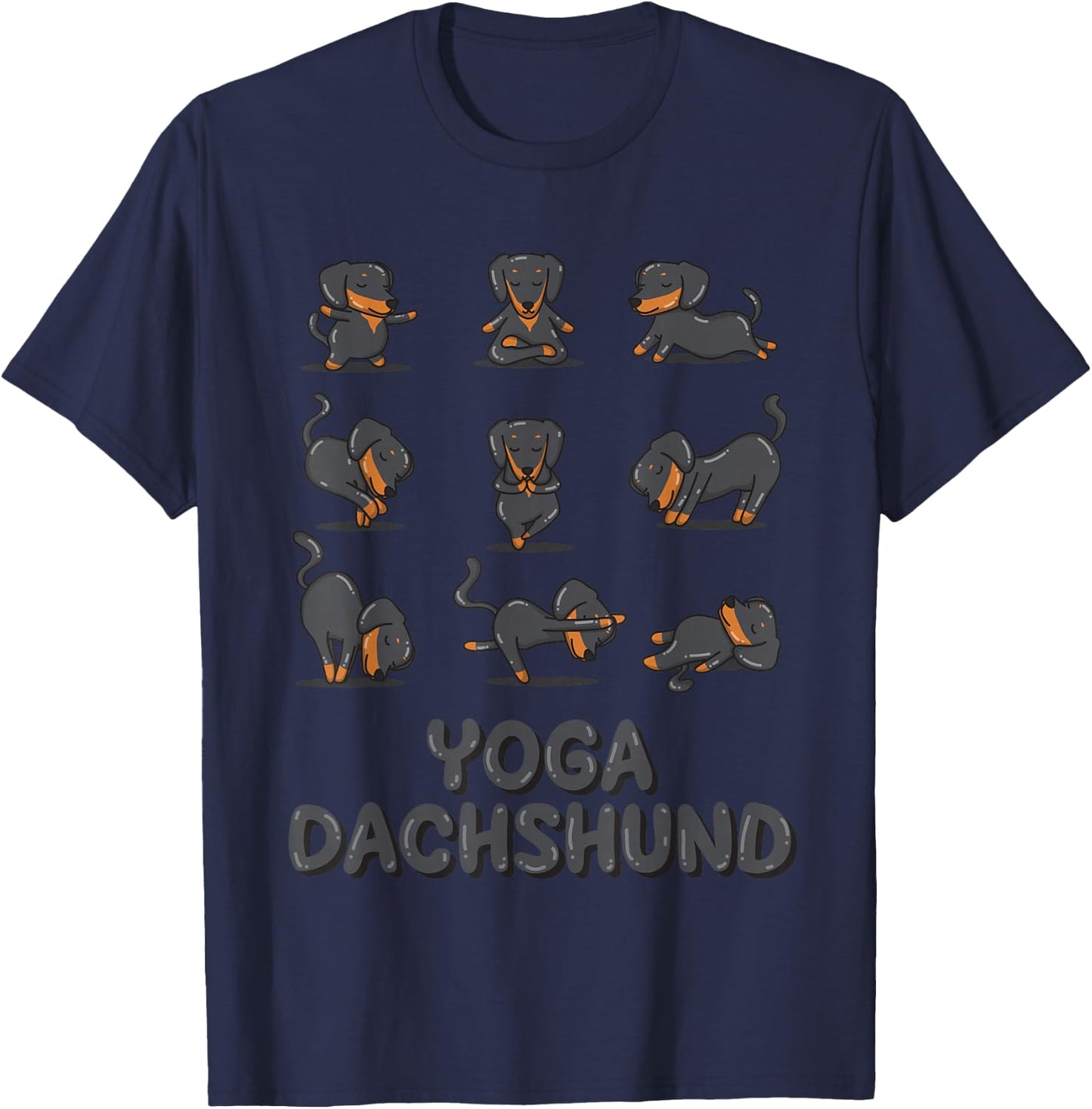 Dachshund Yoga Shirt Weiner Meditation Zen Yoga Dog Lover T-Shirt - T-Shirt | Navy