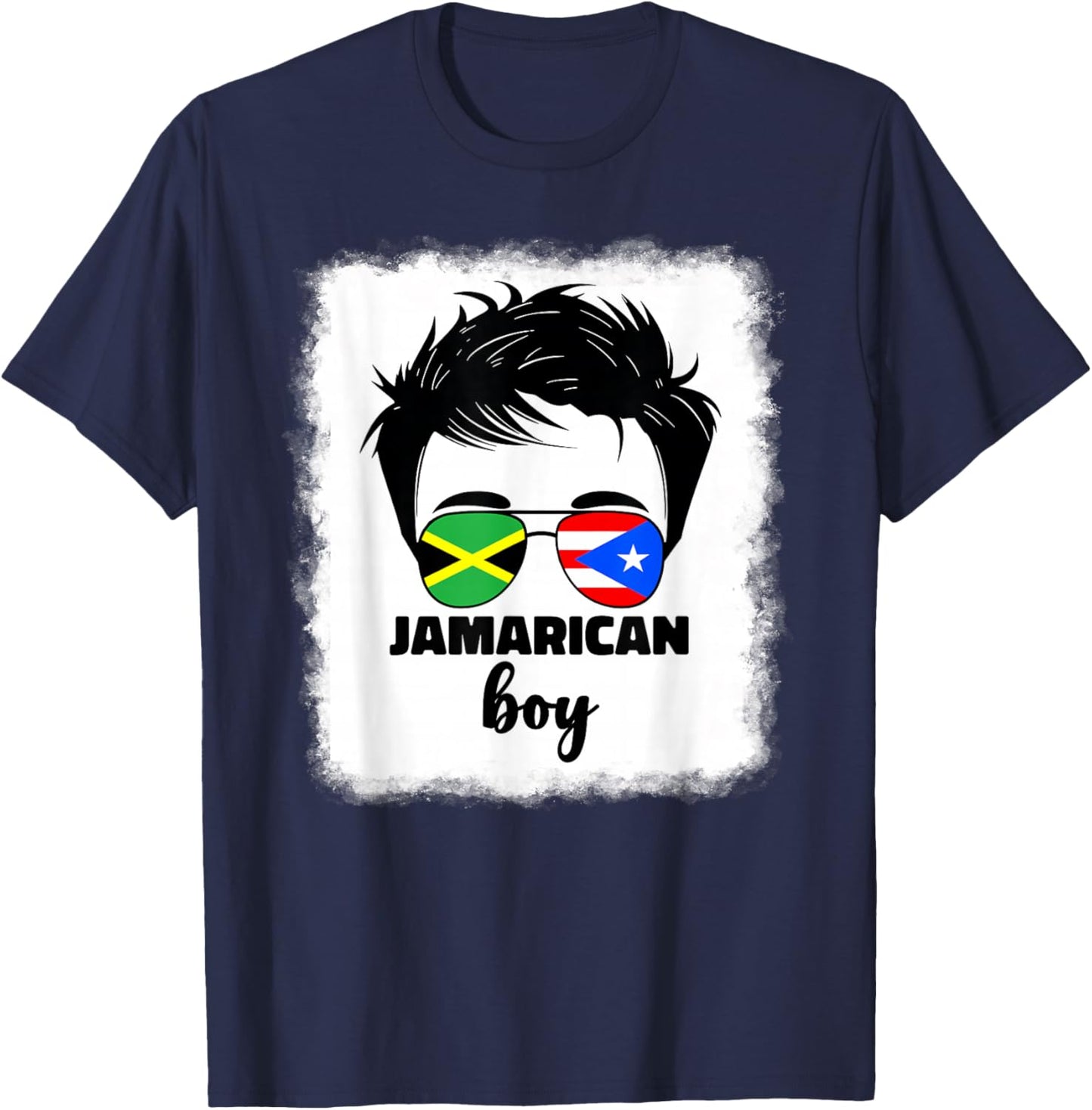 Half Jamaican And Puerto Rican Rico Jamaica Flag Kids Boys T-Shirt - T-Shirt | Navy