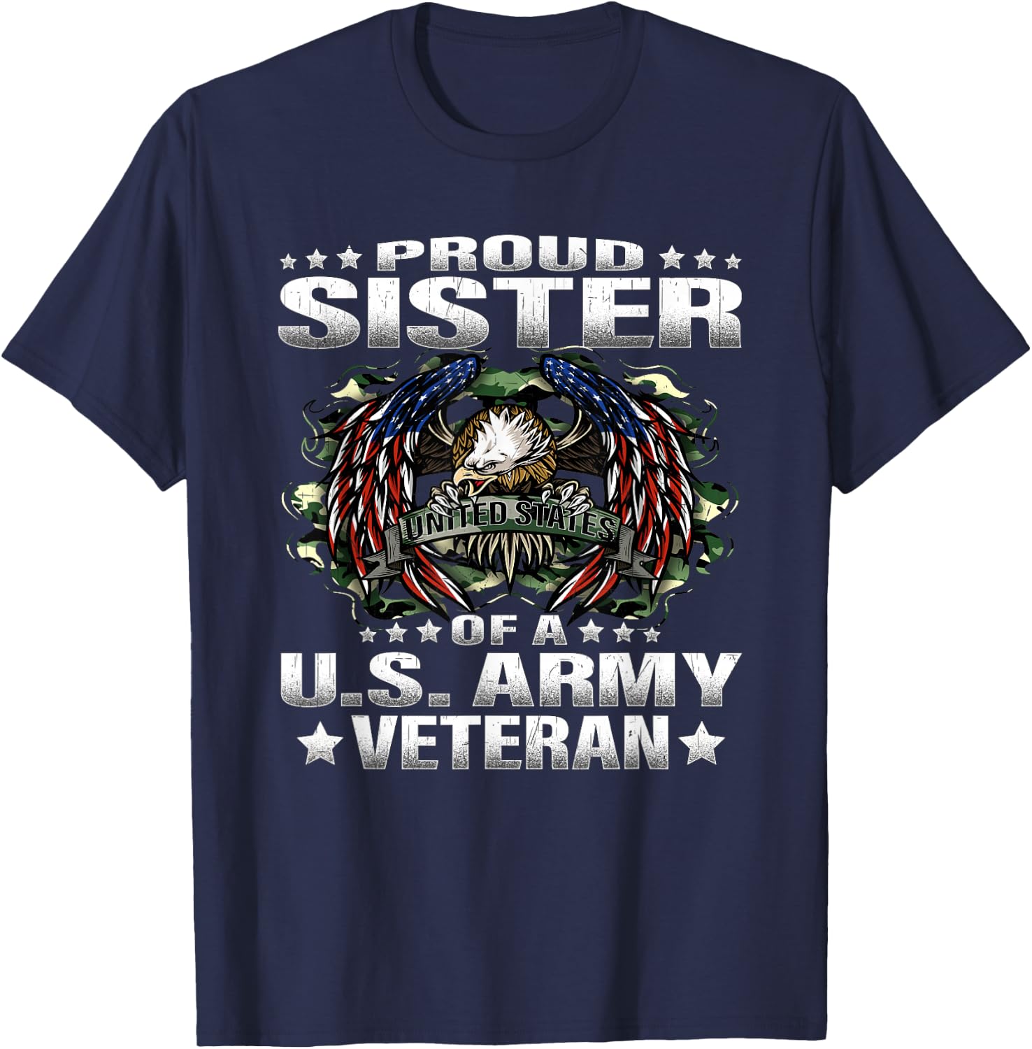 Proud Sister Of A US Army Veteran Military Vet's Sibling T-Shirt - T-Shirt | Navy