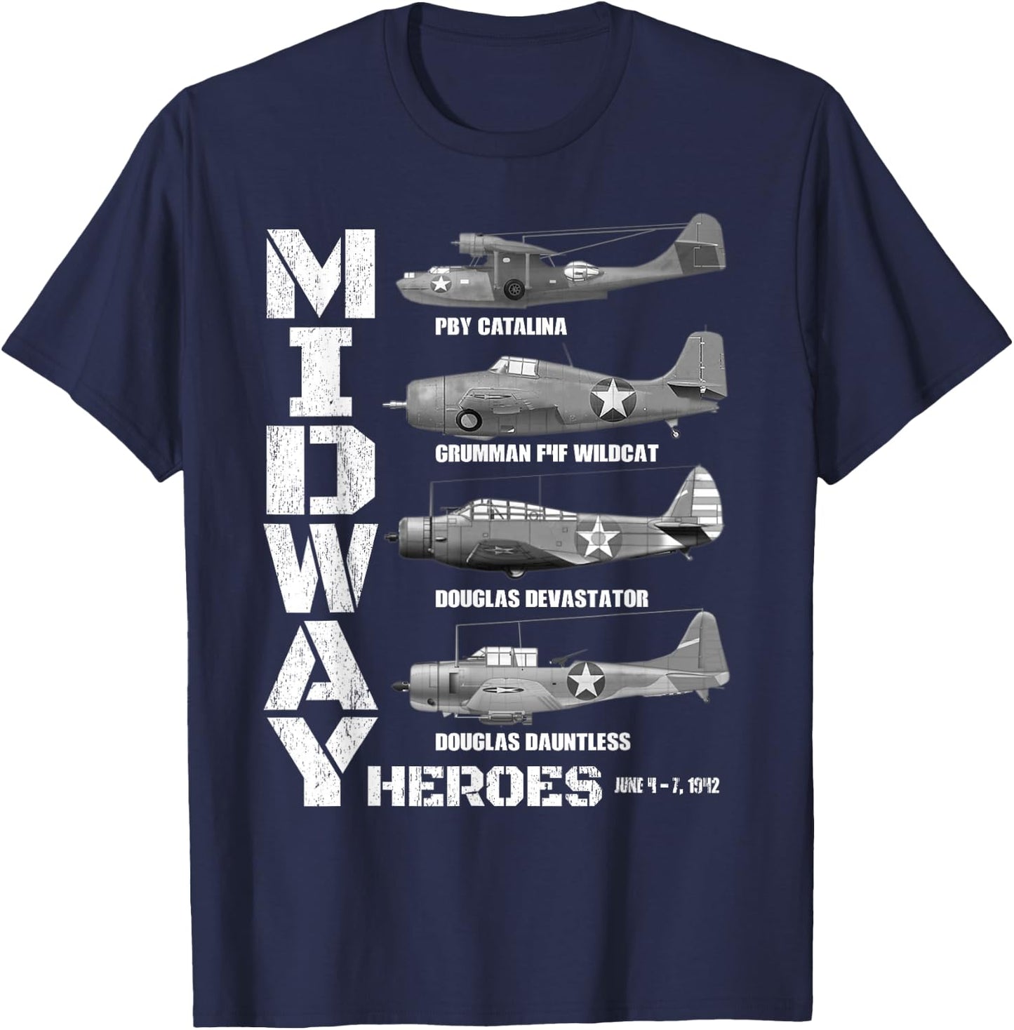 The Battle of Midway Plane Spotting American WW2 Planes T-Shirt - T-Shirt | Navy