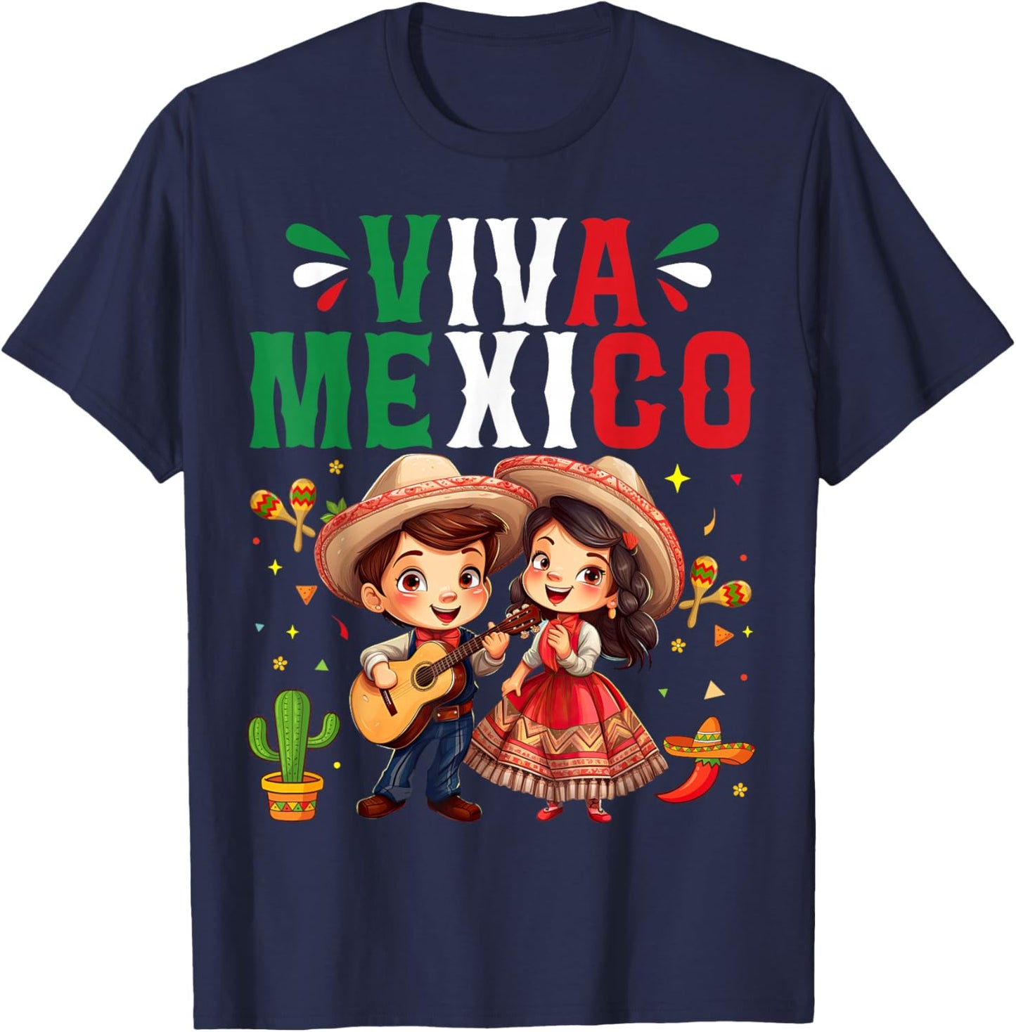 Viva Mexico Mexican Independence Day T-Shirt - T-Shirt | Navy