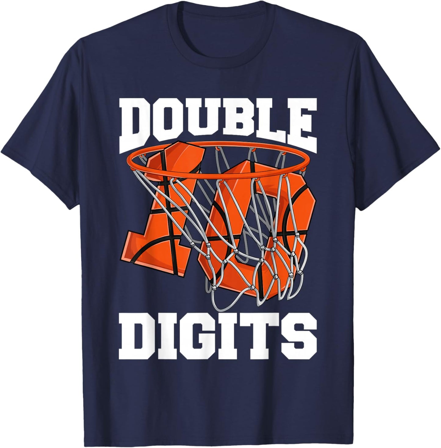 Basketball 10 Year Old Birthday Boy Shirt, Double Digits T-Shirt - T-Shirt | Navy