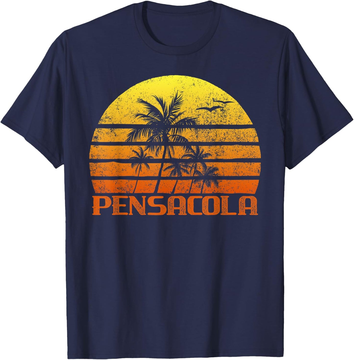 Vintage Retro Beach Vacation Pensacola FL Sunset Men Women T-Shirt - T-Shirt | Navy