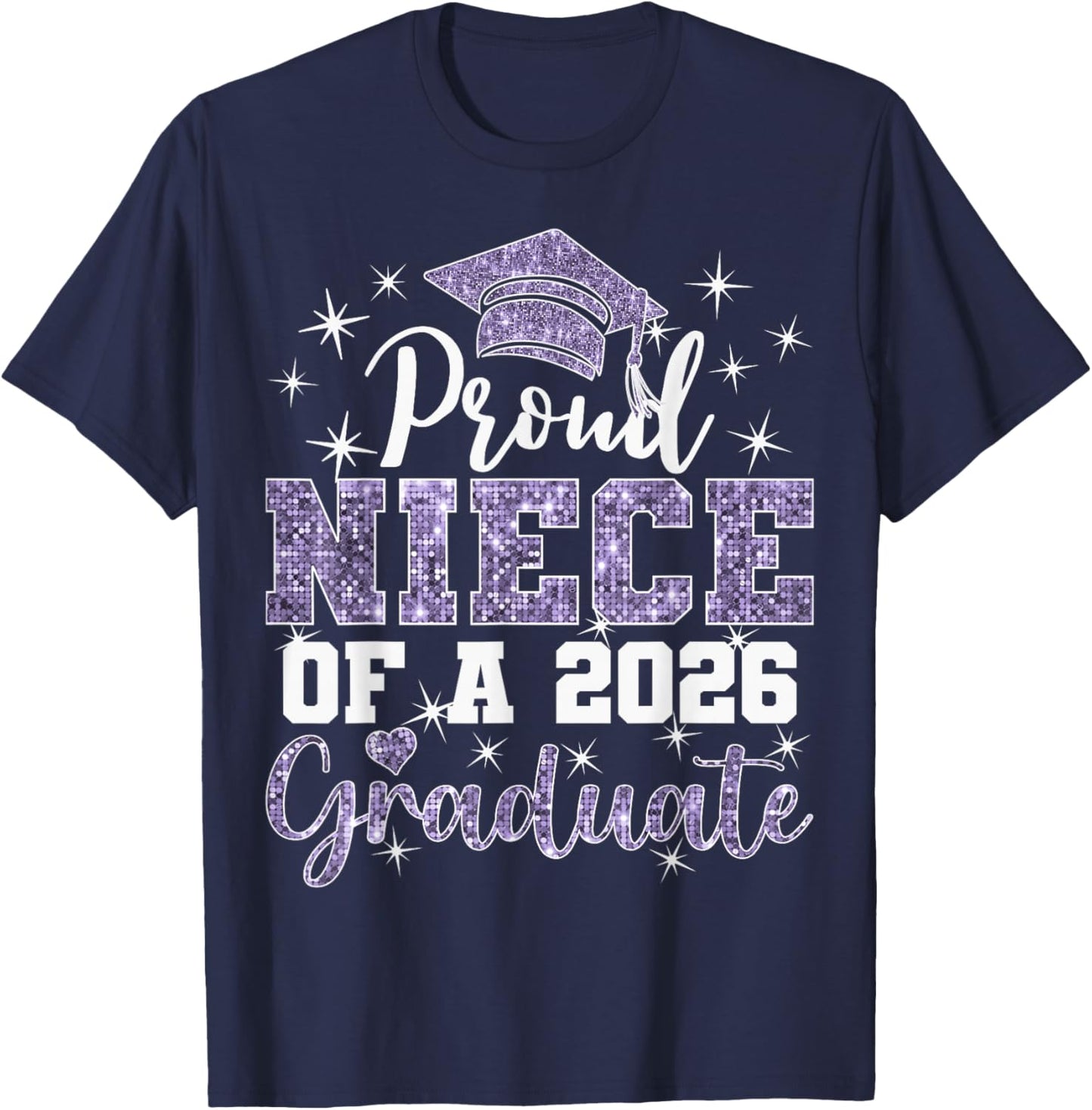 Super Proud Niece of 2026 Graduate Senior Graduation Family T-Shirt - T-Shirt | Navy