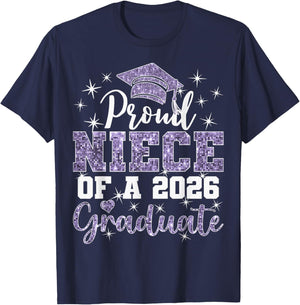 Super Proud Niece of 2026 Graduate Senior Graduation Family T-Shirt - T-Shirt | Navy