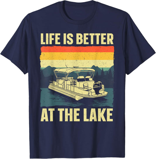 Funny Pontoon Boat Art Women Pontoon Boat Captain T-Shirt - T-Shirt | Navy