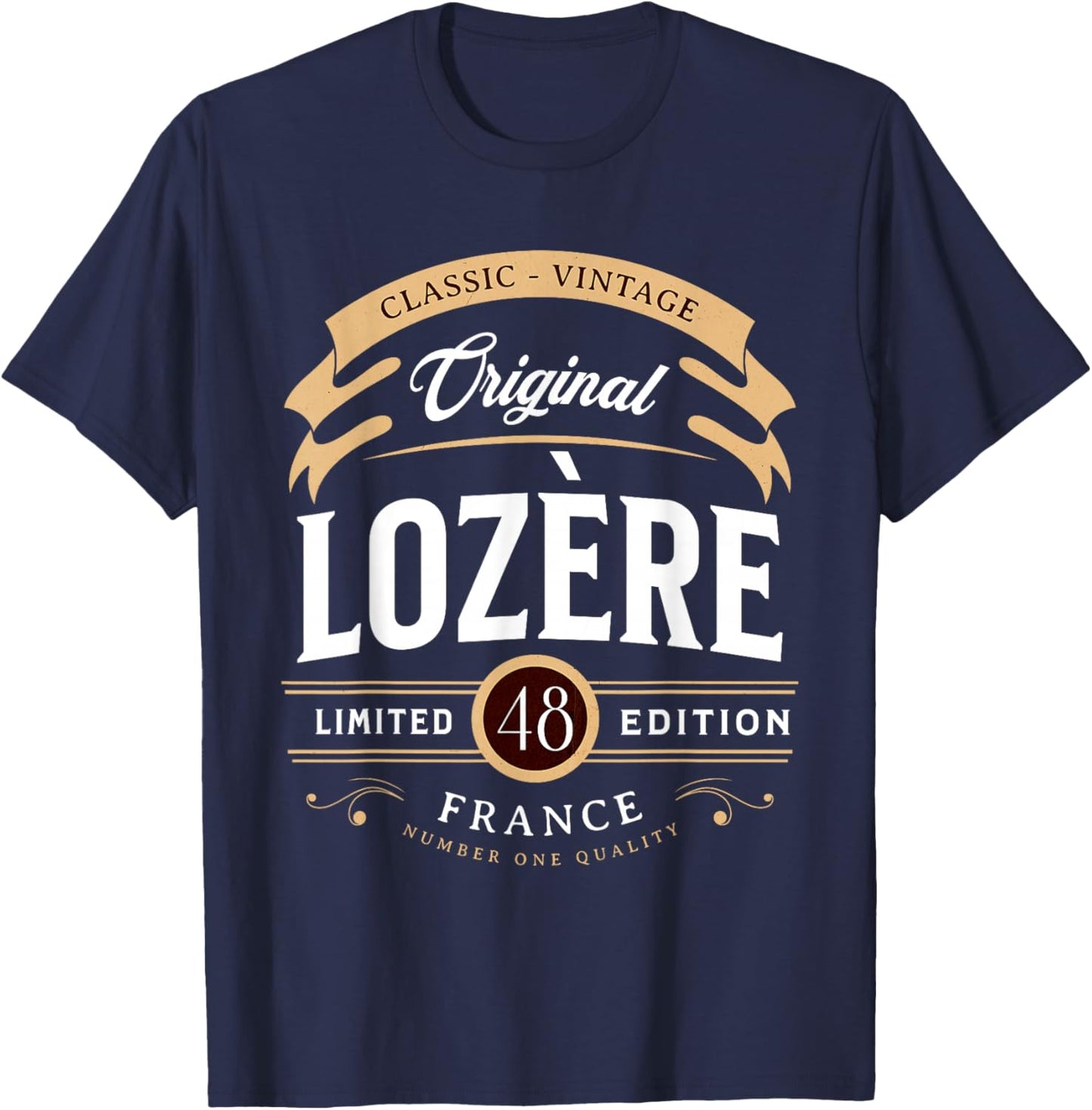 Vintage Lozère France , Black, S T-Shirt - T-Shirt | Navy