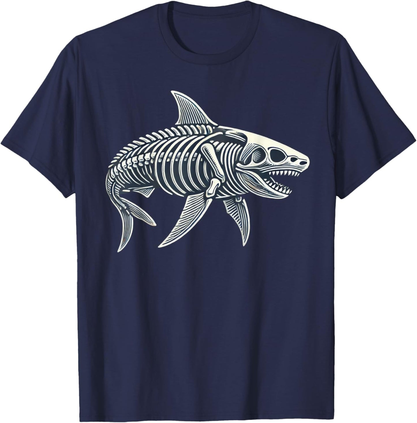 Shark Skeleton Halloween T-Shirt - T-Shirt | Navy
