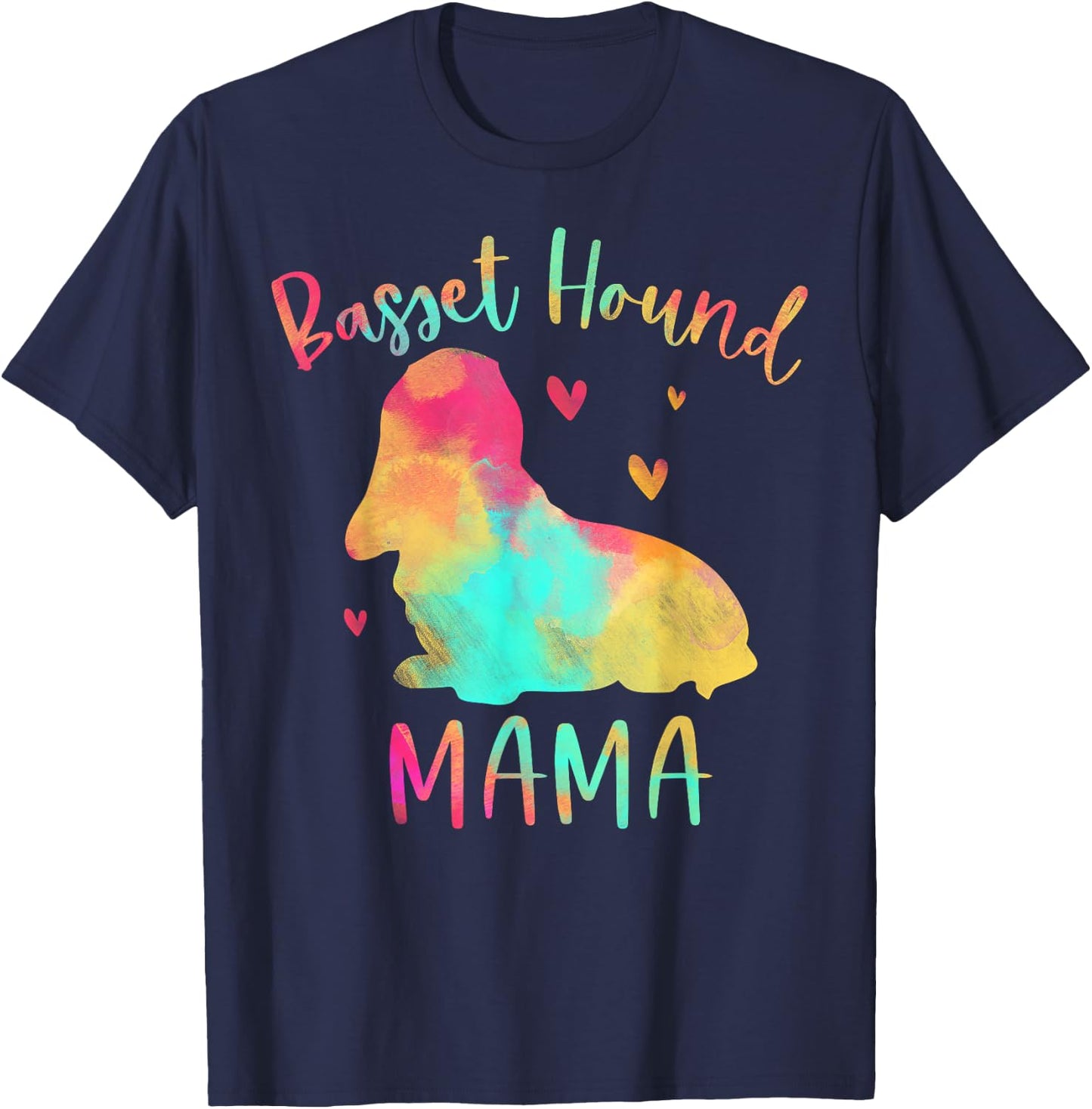 Basset Hound Mama Colorful Basset Hound Gifts Dog Mom Women Kids T-Shirt - T-Shirt | Navy