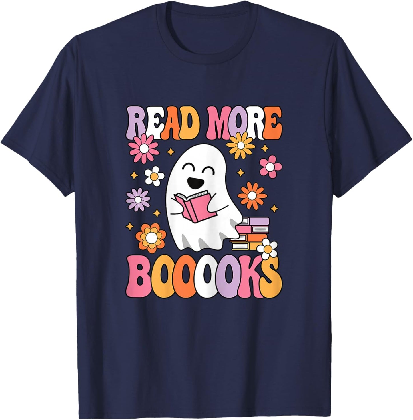 Read More Books Groovy Funny Halloween Teacher Women T-Shirt - T-Shirt | Navy