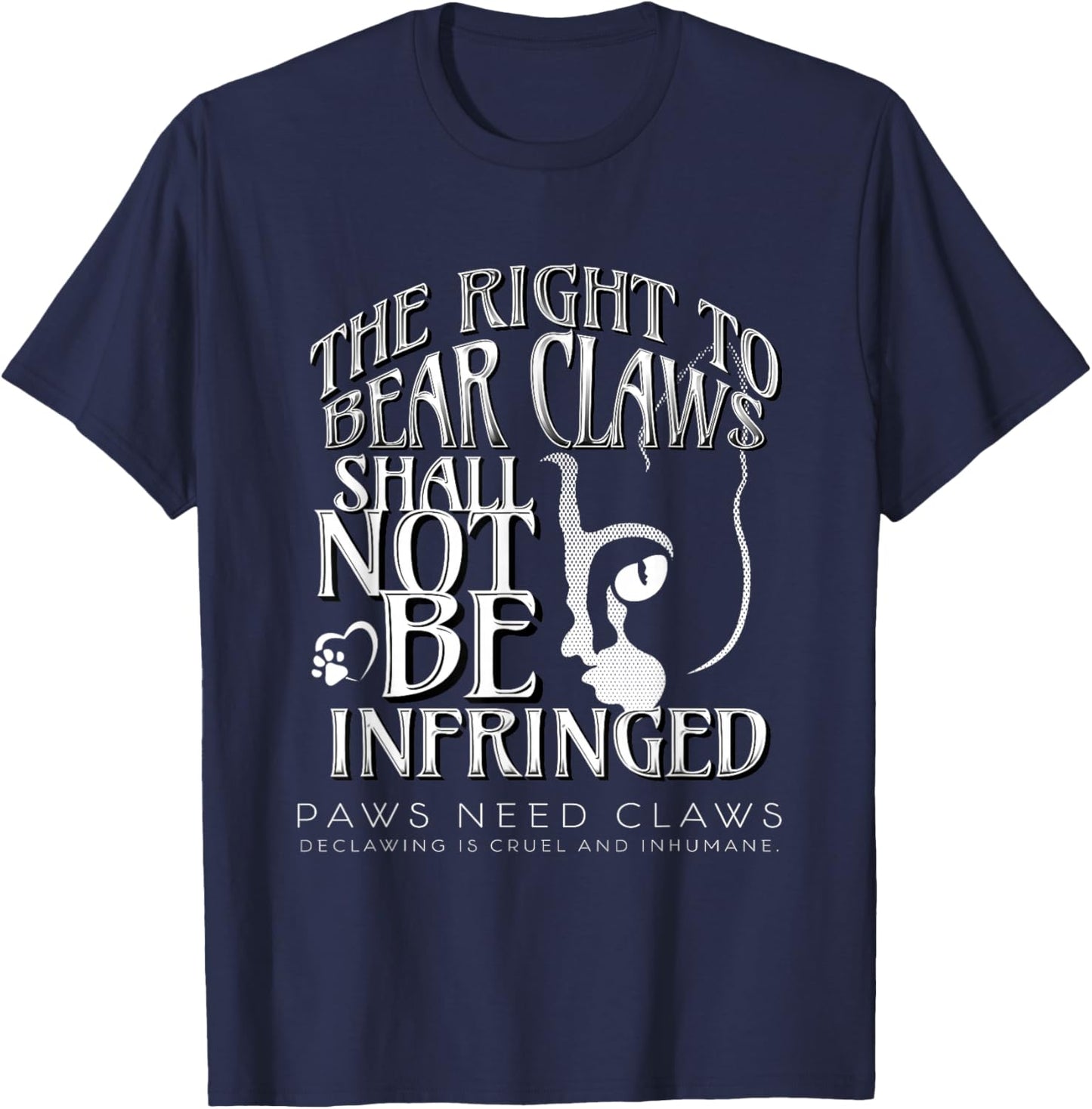 Save the Paws | Adorable Cat Declaw Awareness T-Shirt - T-Shirt | Navy