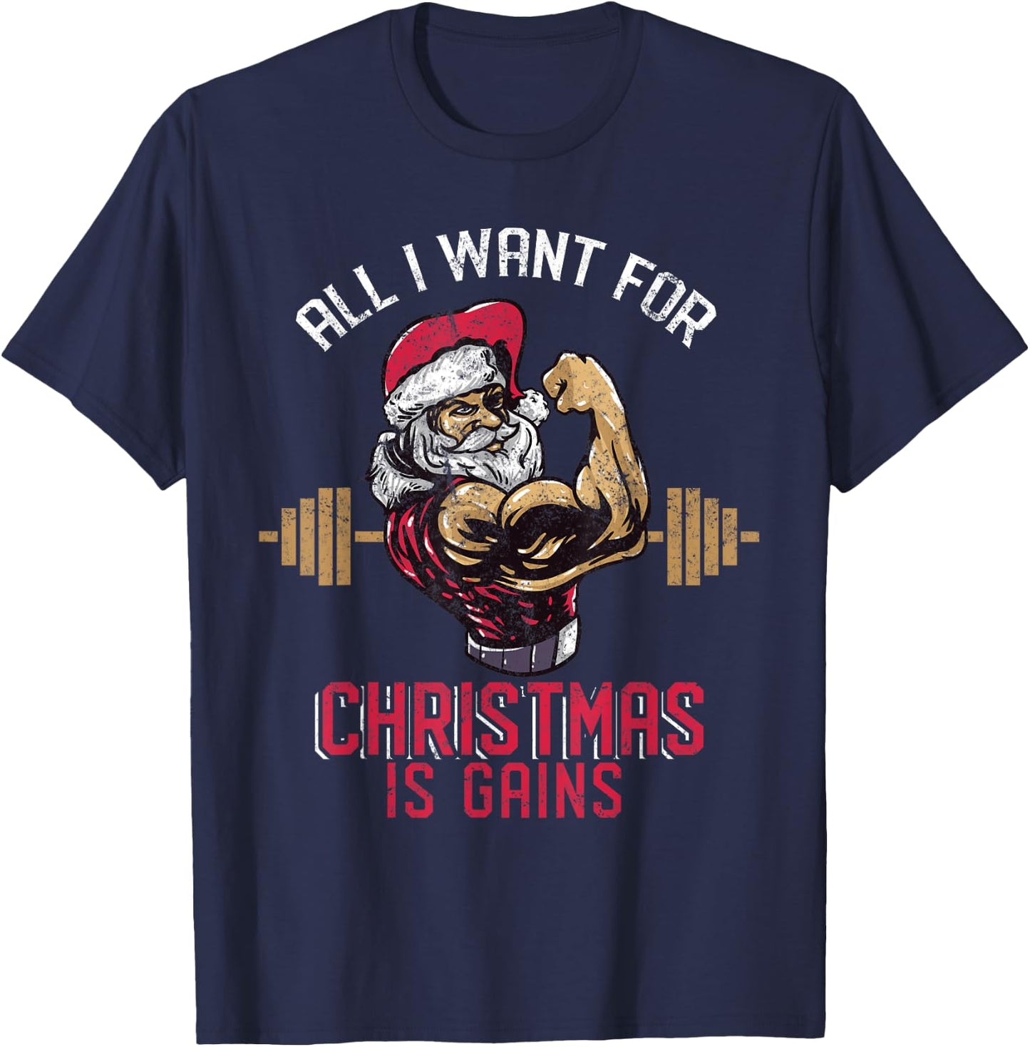Funny Christmas Weightlifting Workout T-Shirt - T-Shirt | Navy
