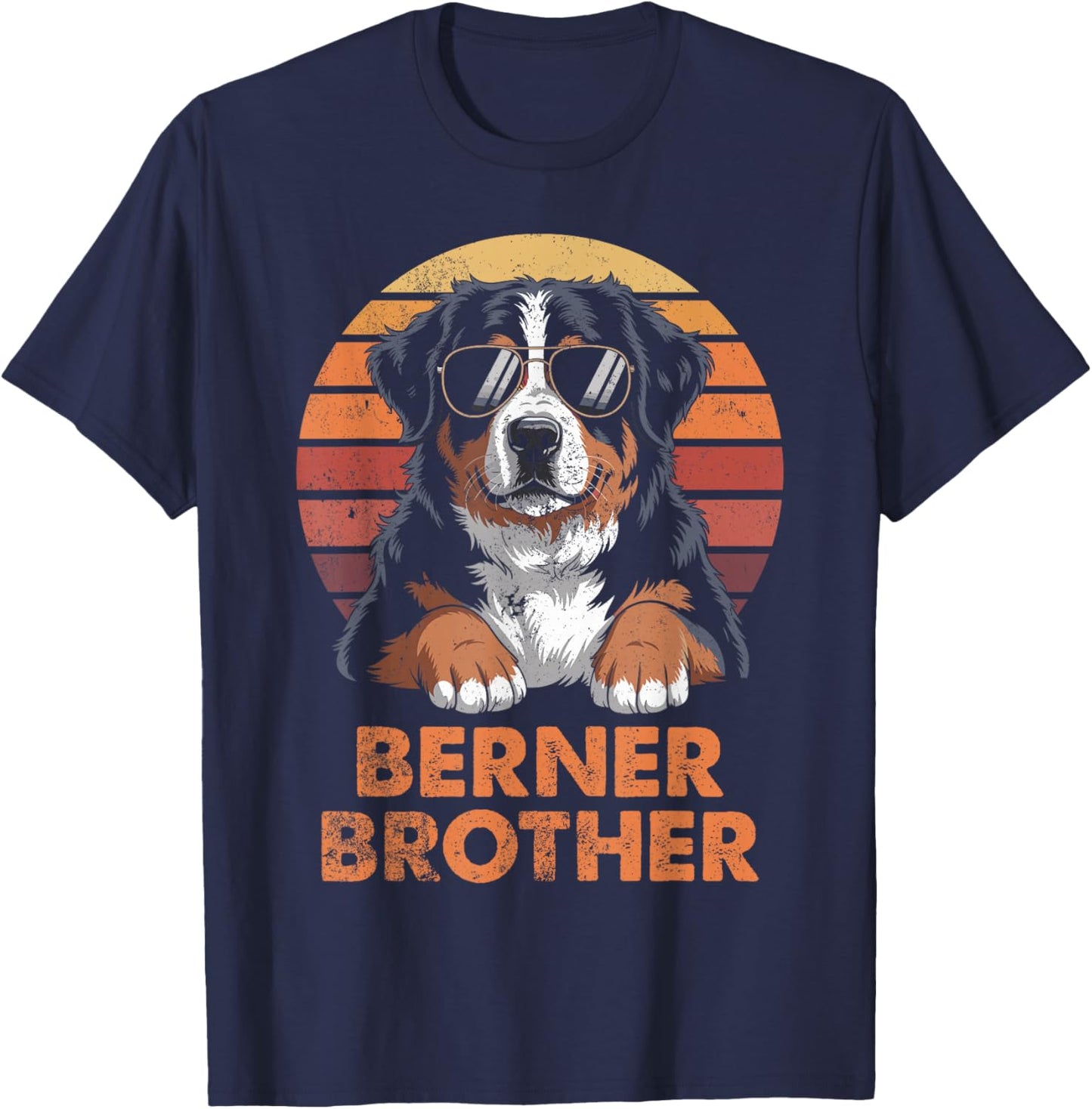 Cool Retro Bernese Mountain Brother Funny Vintage Dog Owner T-Shirt - T-Shirt | Navy