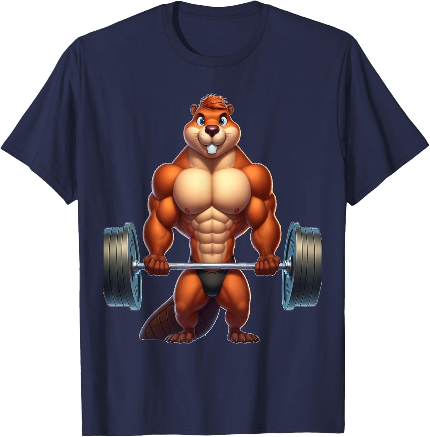 Athletic Beaver Gym Beaver Exercising Beaver T-Shirt - T-Shirt | Navy