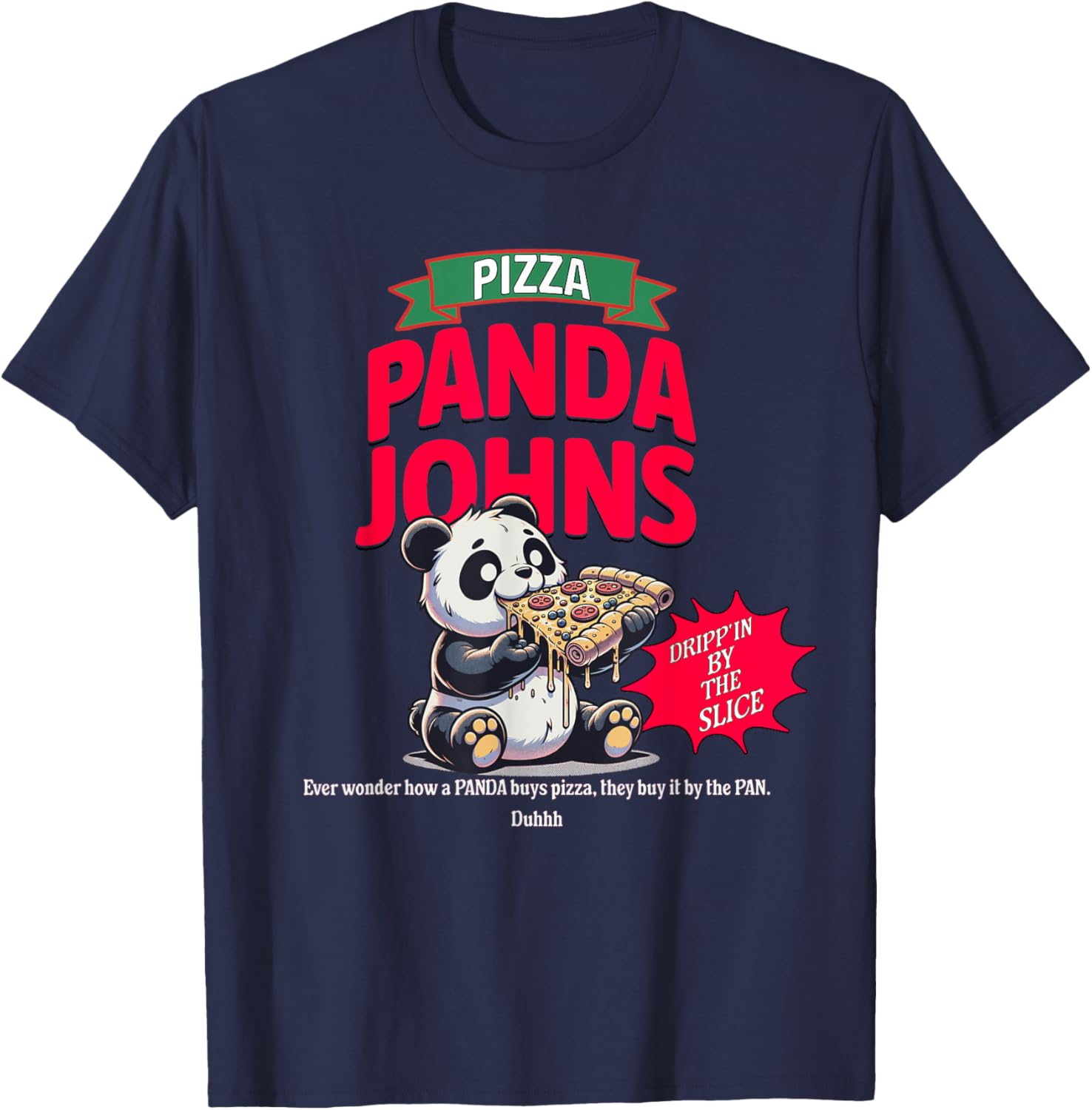 Panda Johns Pizza Lovers T-Shirt - T-Shirt | Navy