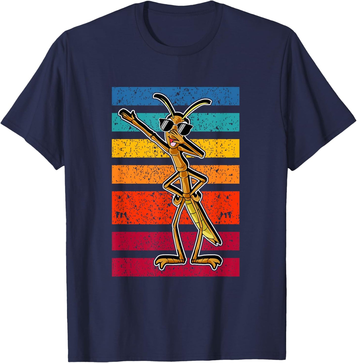 Dabbing Stick Bug Funny Insect Dancing Retro Style Humor T-Shirt - T-Shirt | Navy