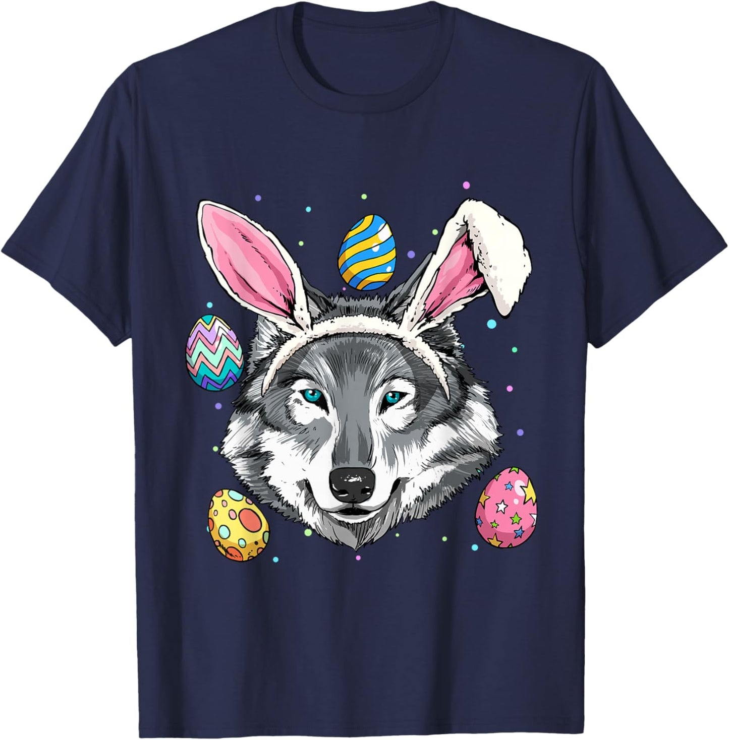 Easter Bunny Wolf Funny Easter Wolf T-Shirt - T-Shirt | Navy