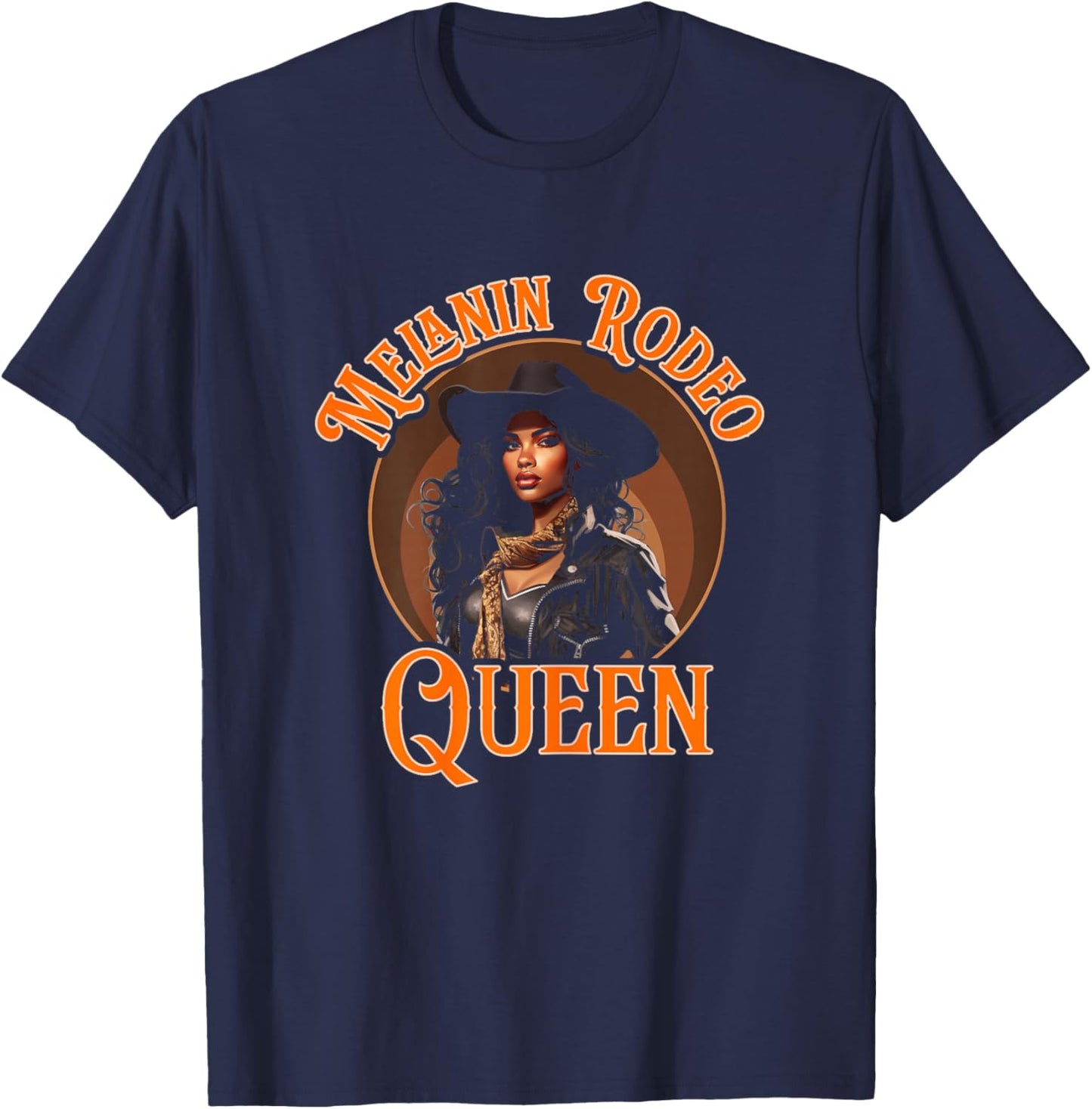 Melanin Rodeo Queen Bronc Riding African American T-Shirt - T-Shirt | Navy