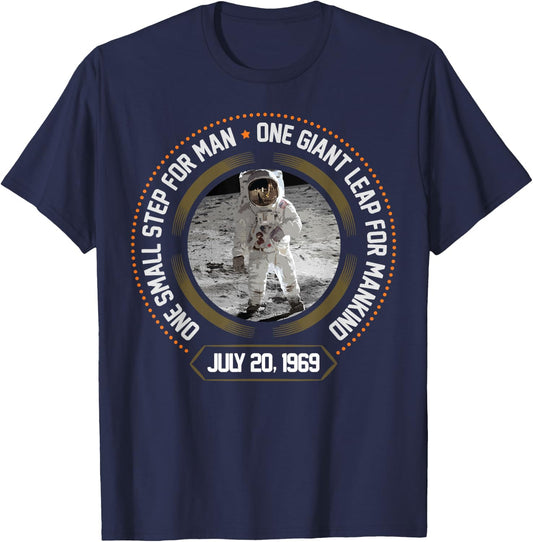 Apollo 11 One Small Step for Man July 1969 Moon Gift T-Shirt - T-Shirt | Navy