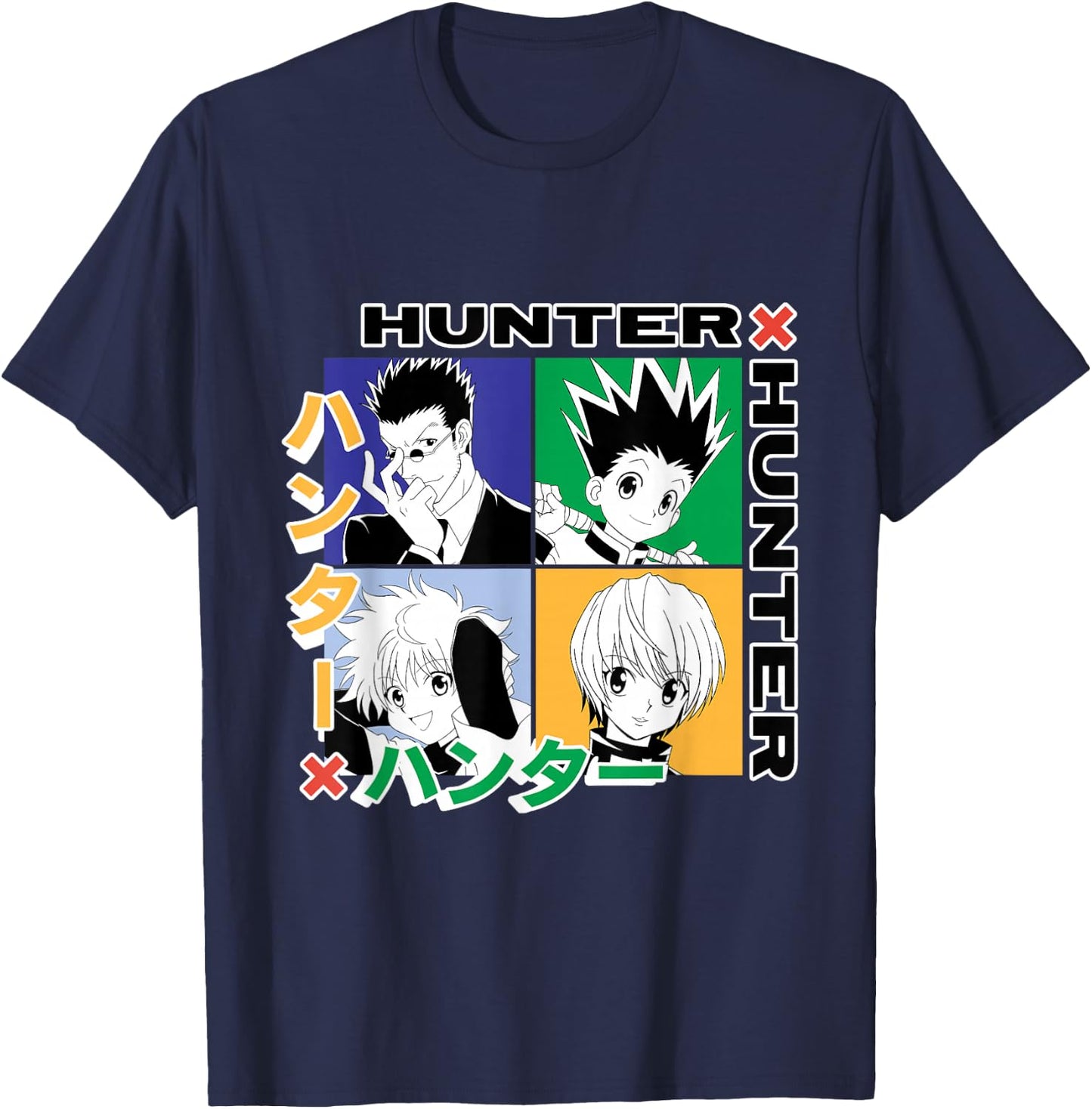 Hunter X Hunter Grid Graphic T-Shirt - T-Shirt | Navy