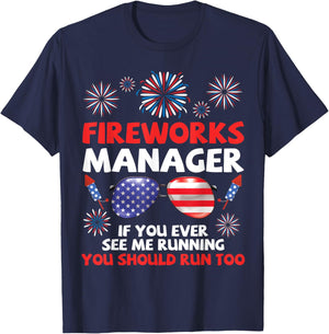 Fireworks Manager If You Ever See Me Running You Should See T-Shirt - T-Shirt | Navy
