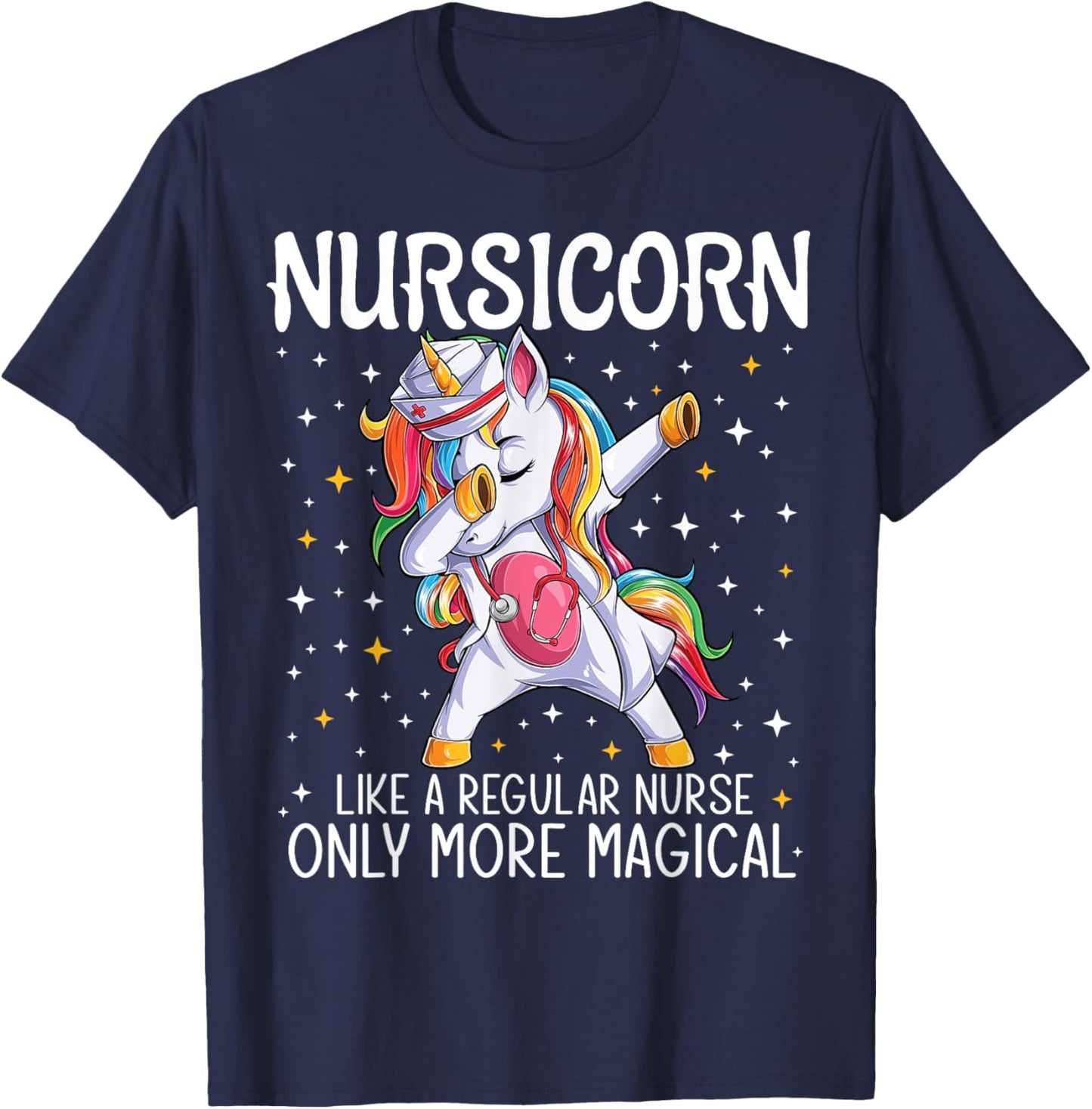 Dabbing Unicorn Nursicorn Funny Nurse Gift women men CNA RN T-Shirt - T-Shirt | Navy