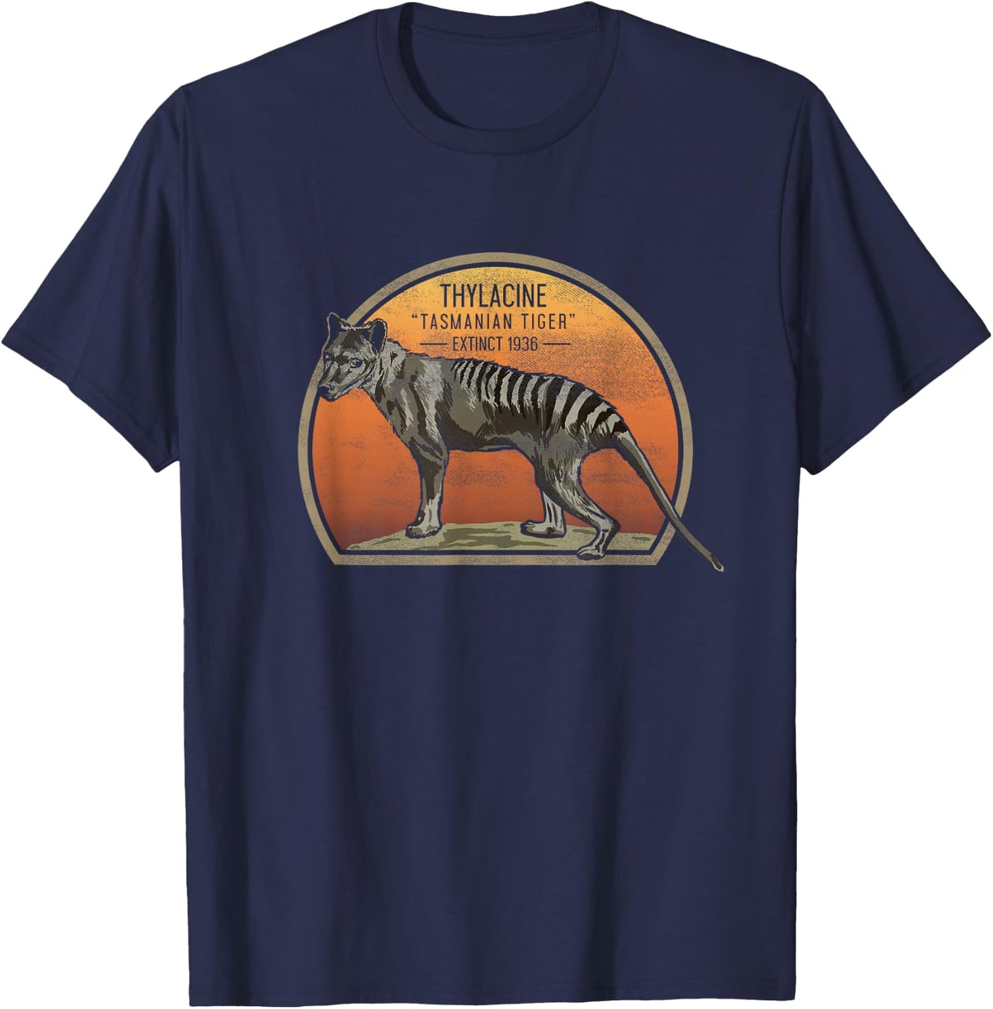 Tasmanian Tiger Thylacine T Shirt Wolf Australian Extinct T-Shirt - T-Shirt | Navy