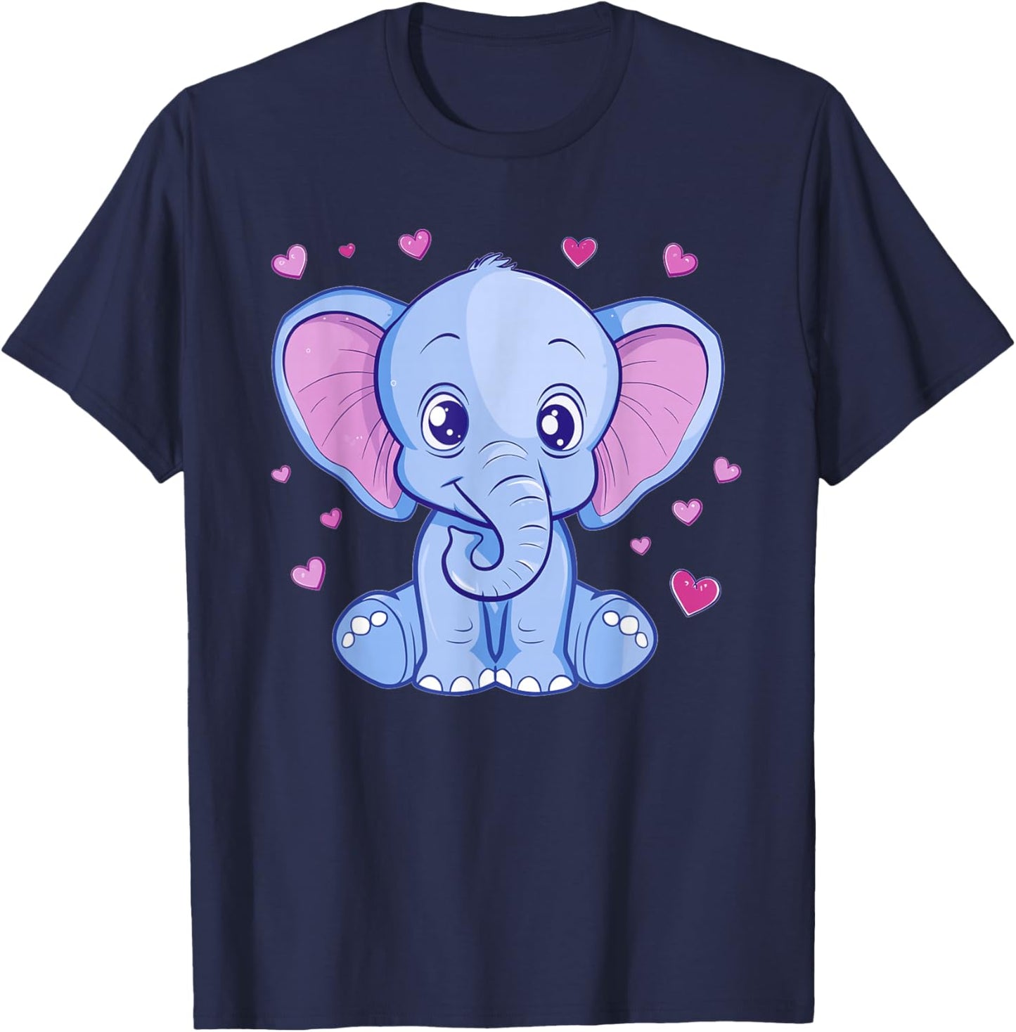 Cute Elephant With Hearts I Kids Elephant T-Shirt - T-Shirt | Navy