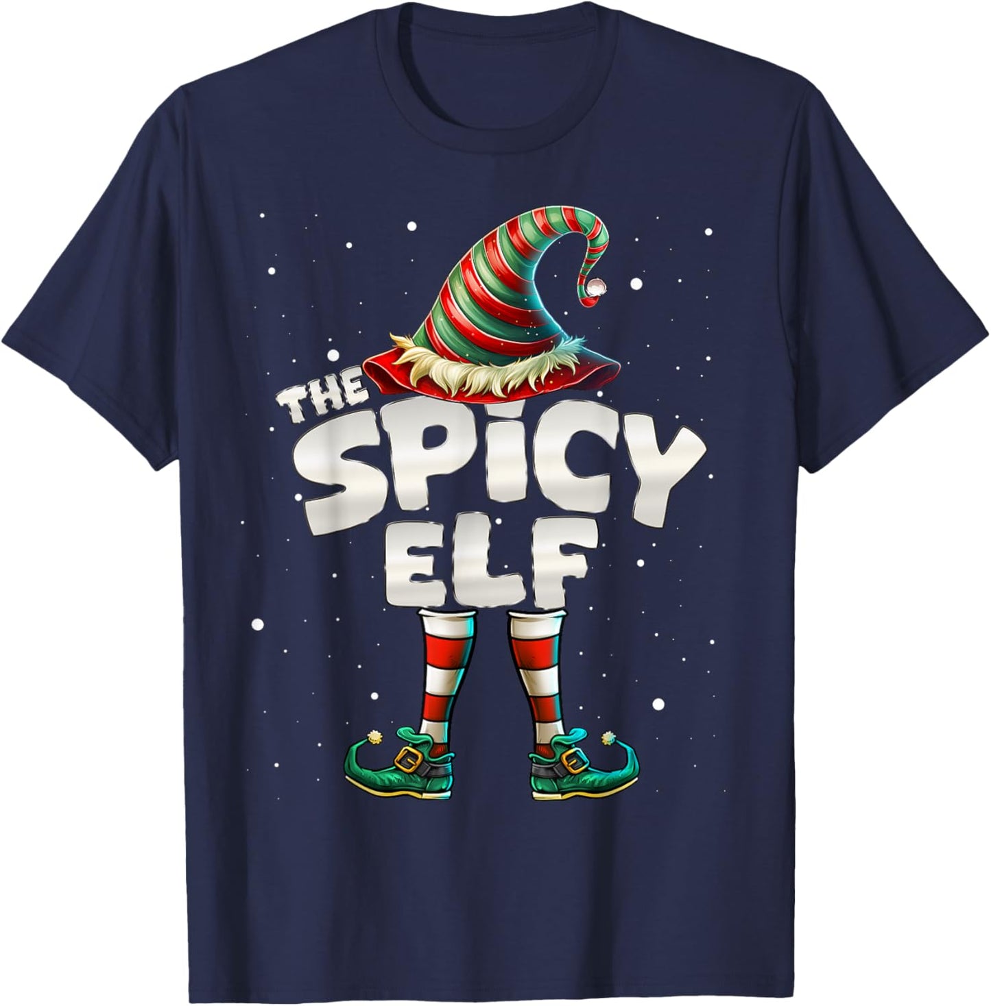 Spicy Elf Family Matching Group Christmas T-Shirt - T-Shirt | Navy
