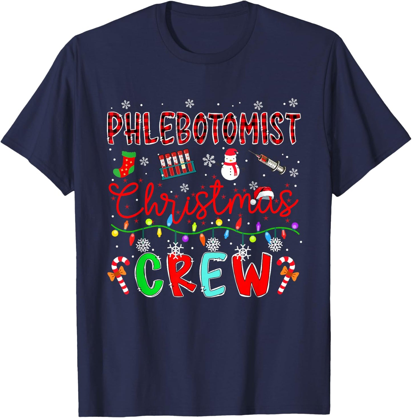 Phlebotomist Christmas Crew Matching Job Team Funny Parties T-Shirt - T-Shirt | Navy