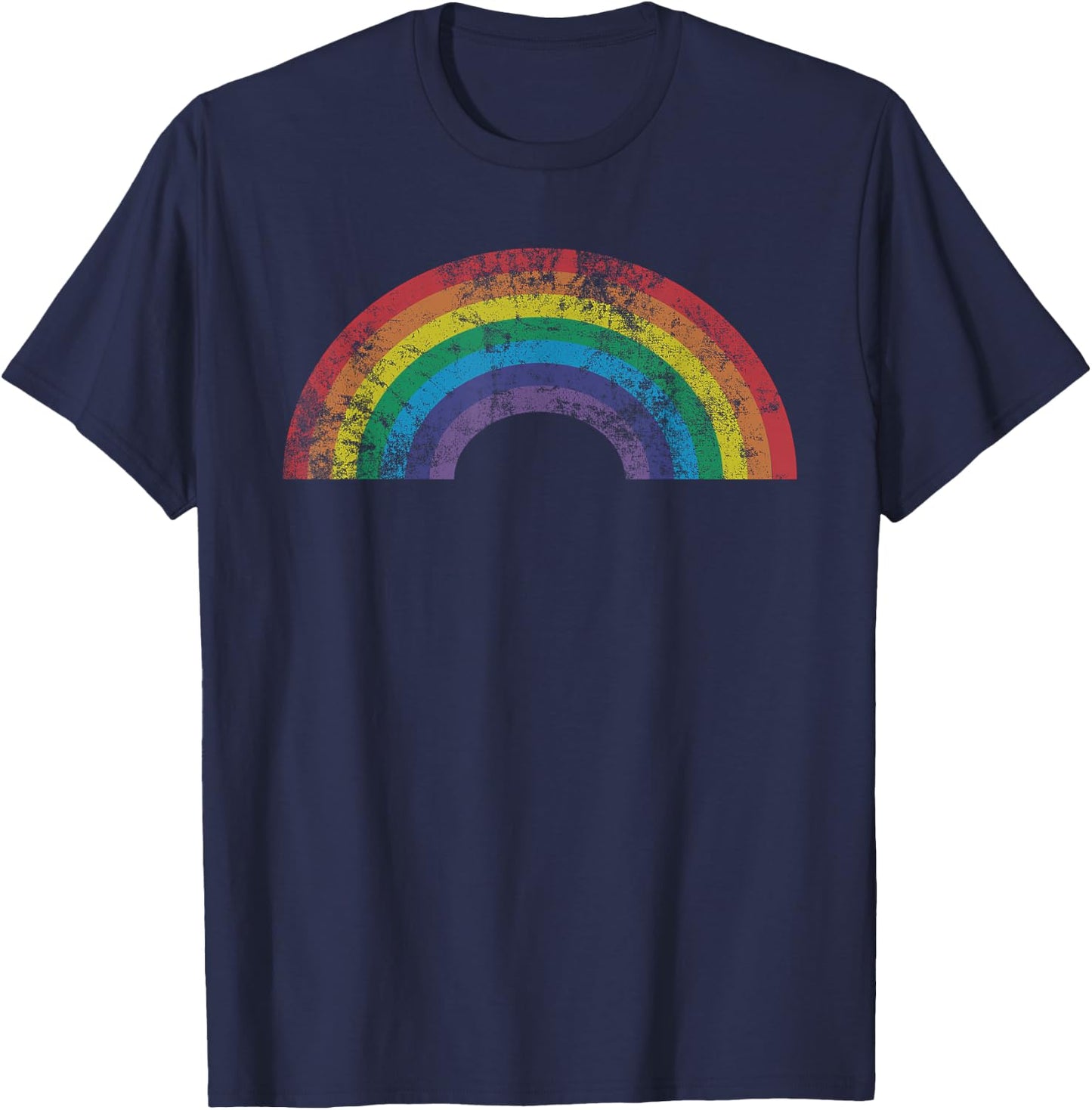 Rainbow Vintage Retro 80's Style Gift Men Women Gift T-Shirt - T-Shirt | Navy